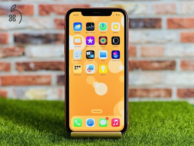 iPhone XR 64 GB Coral 100% akku szép állapotú - 12 HÓ GARANCIA - 7185