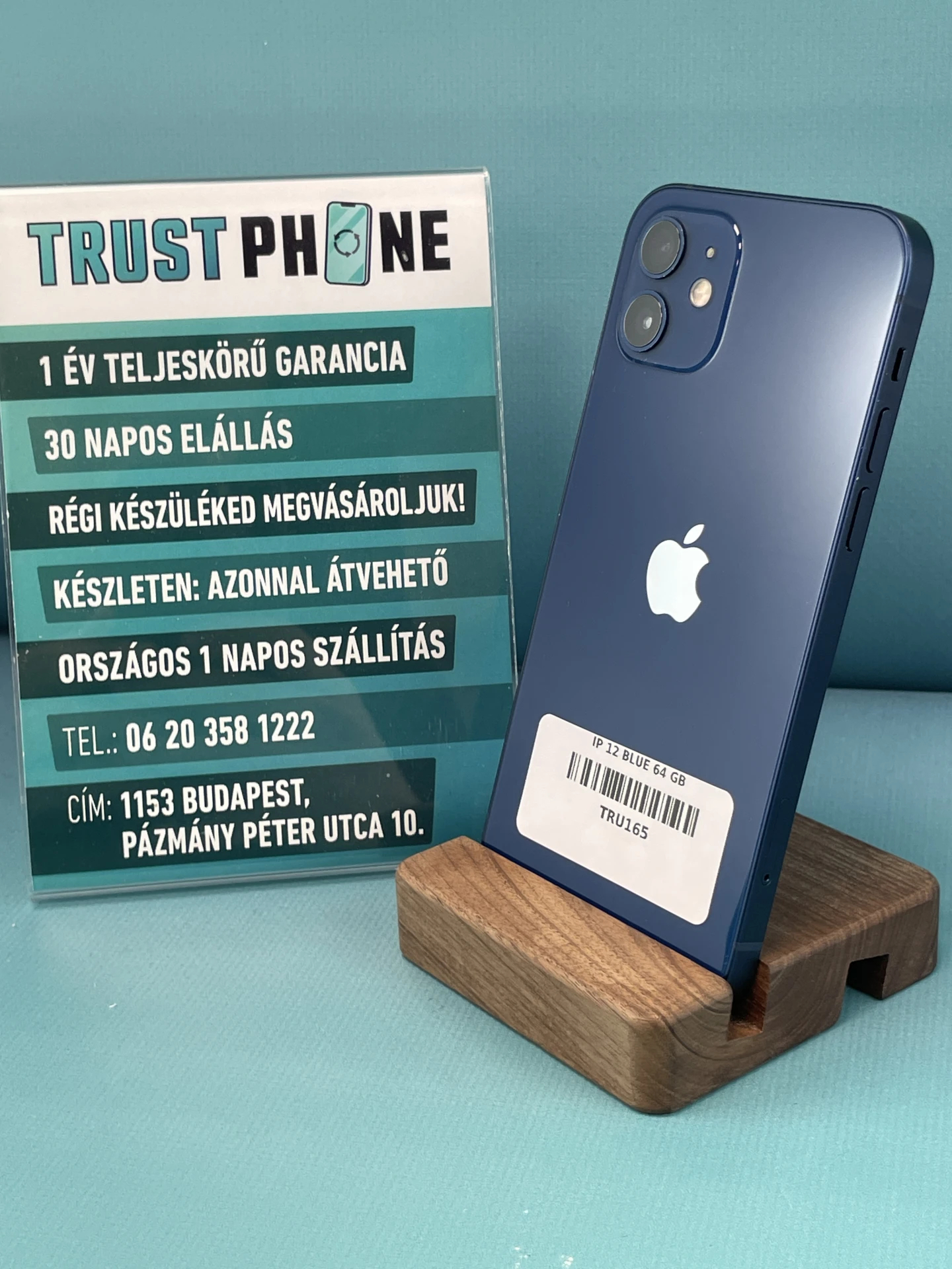 !! 1 ÉV GARANCIA !! iPhone 12 Blue 64 GB – TRU165 – 100% AKKU