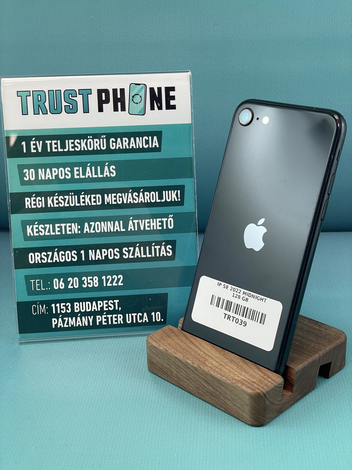 !! 1 ÉV GARANCIA !! iPhone SE (2022) Midnight 128 GB – TRT039 – 90% AKKU