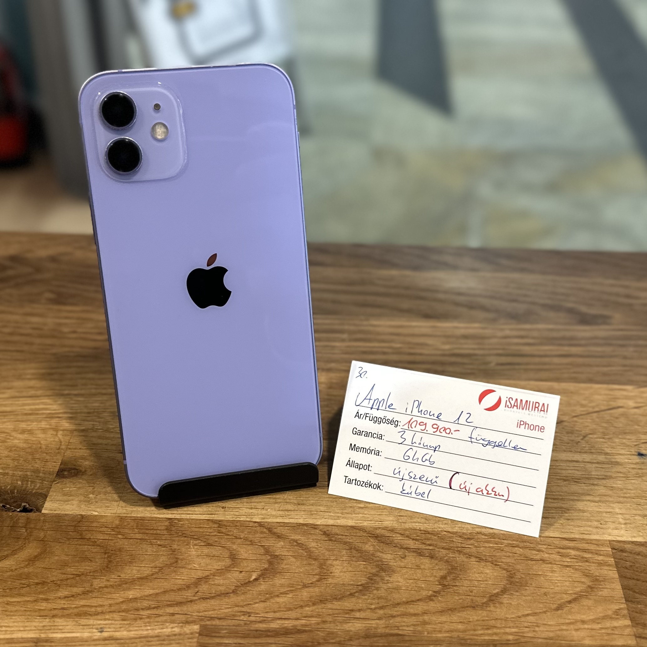 30. Apple iPhone 12 - 64 GB - Lila - ÚJ AKKU
