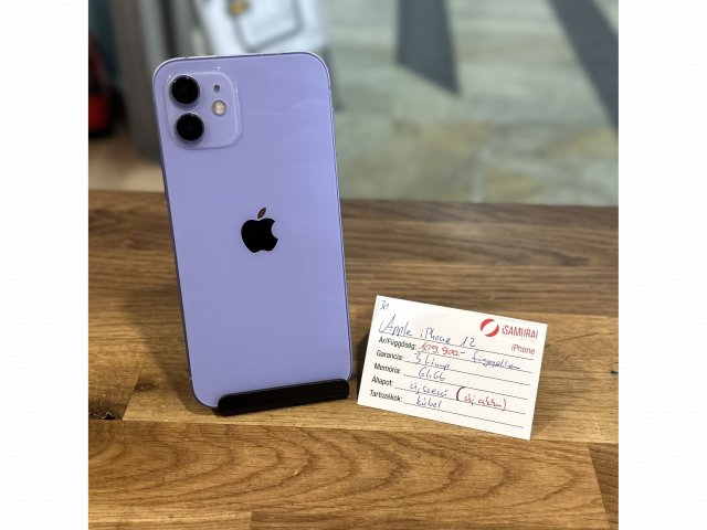30. Apple iPhone 12 - 64 GB - Lila - ÚJ AKKU