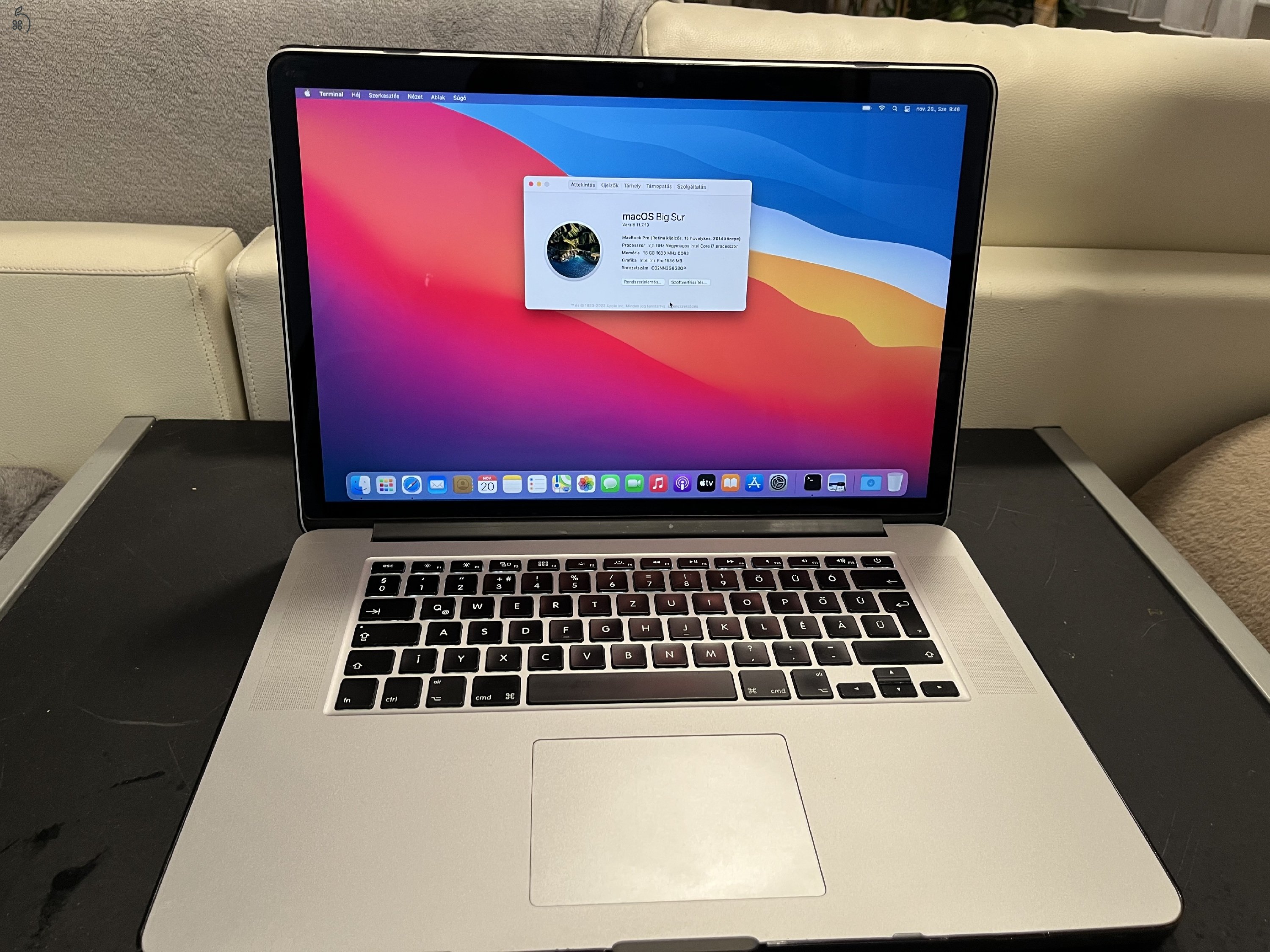 Eladó 2014 MacBook Pro 2014 512GB SSD 16GB Memória