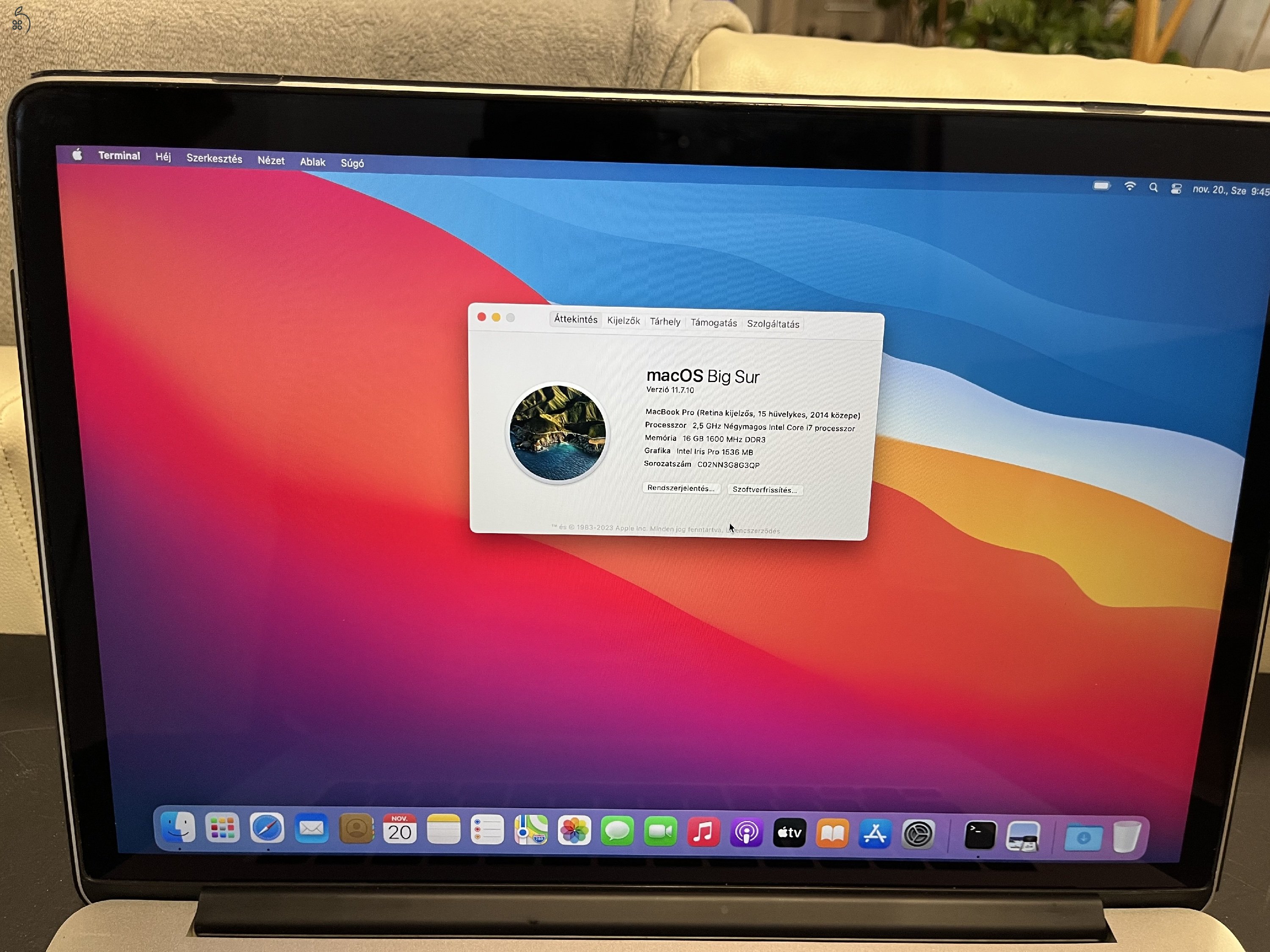 Eladó 2014 MacBook Pro 2014 512GB SSD 16GB Memória