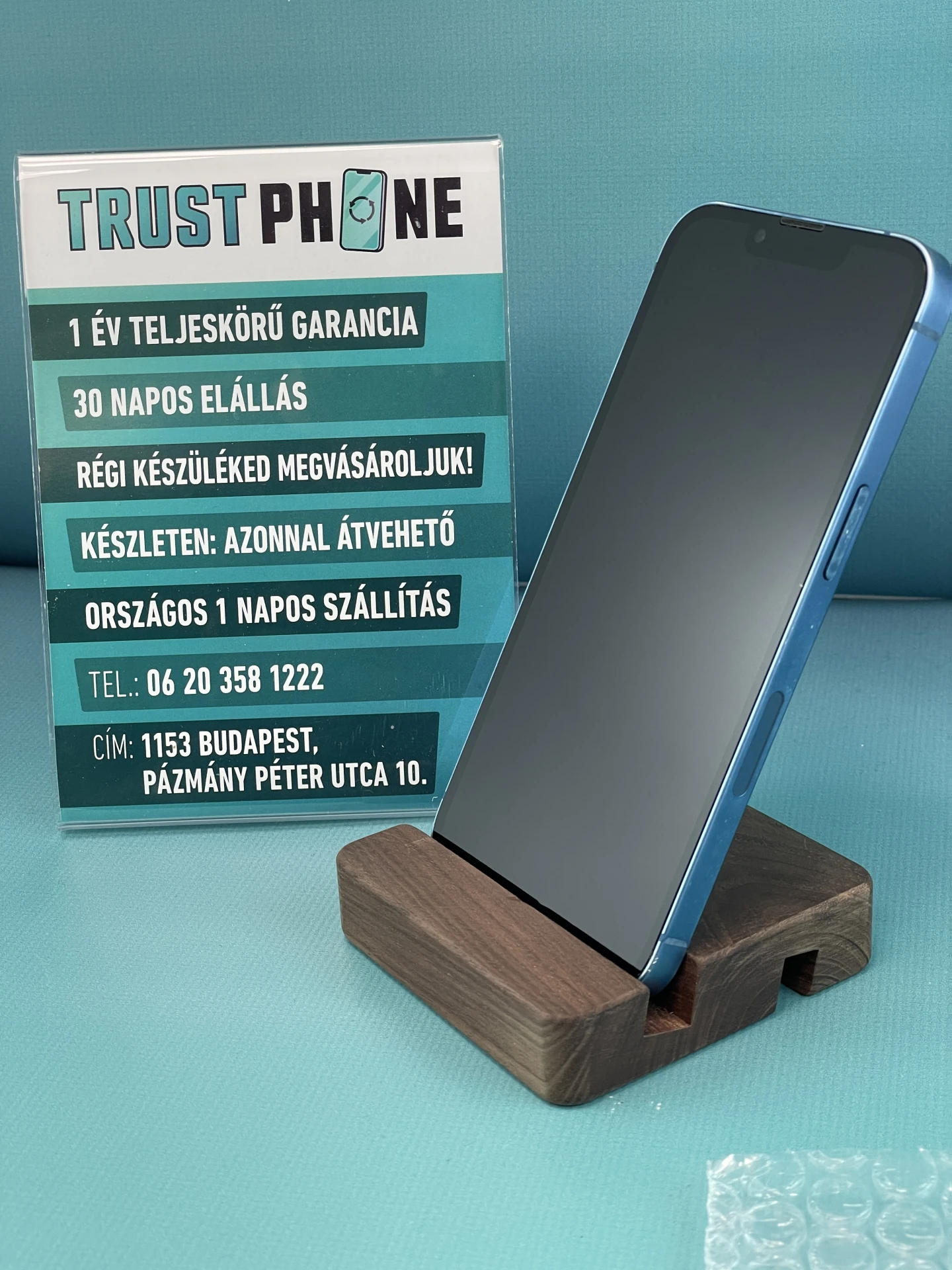 !! 1 ÉV GARANCIA !! ! BLACK NOVEMBER ! iPhone 13 Blue 128 GB – TRU8361 – 100% AKKU