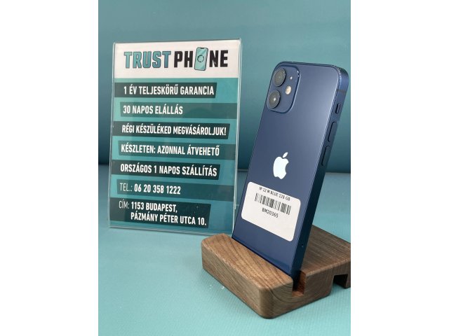 !! 1 ÉV GARANCIA !! iPhone 12 Mini Blue 128 GB – BM20365 – 100% AKKU