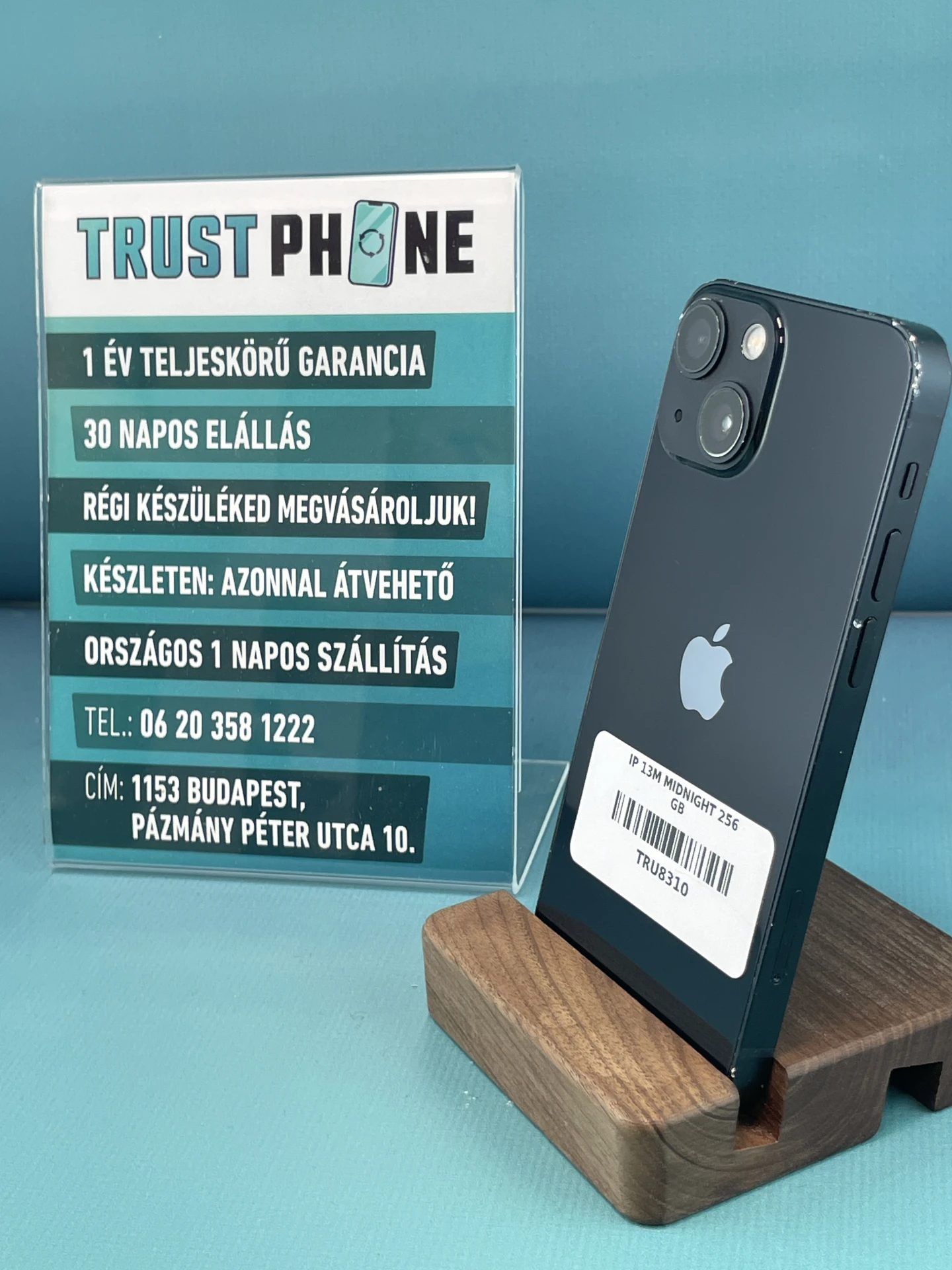 !! 1 ÉV GARANCIA !! iPhone 13 Mini Midnight 256 GB – TRU8310 – 100% AKKU