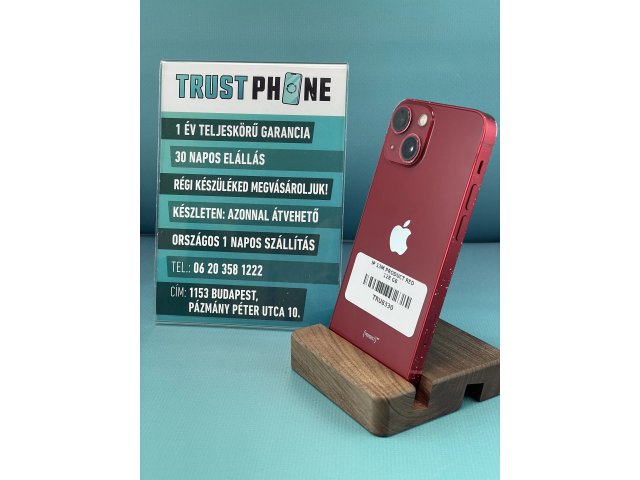 !! 1 ÉV GARANCIA !! ! KARÁCSONYI AKCIÓ ! iPhone 13 Mini PRODUCT RED 128 GB – TRU8330 – 100% AKKU