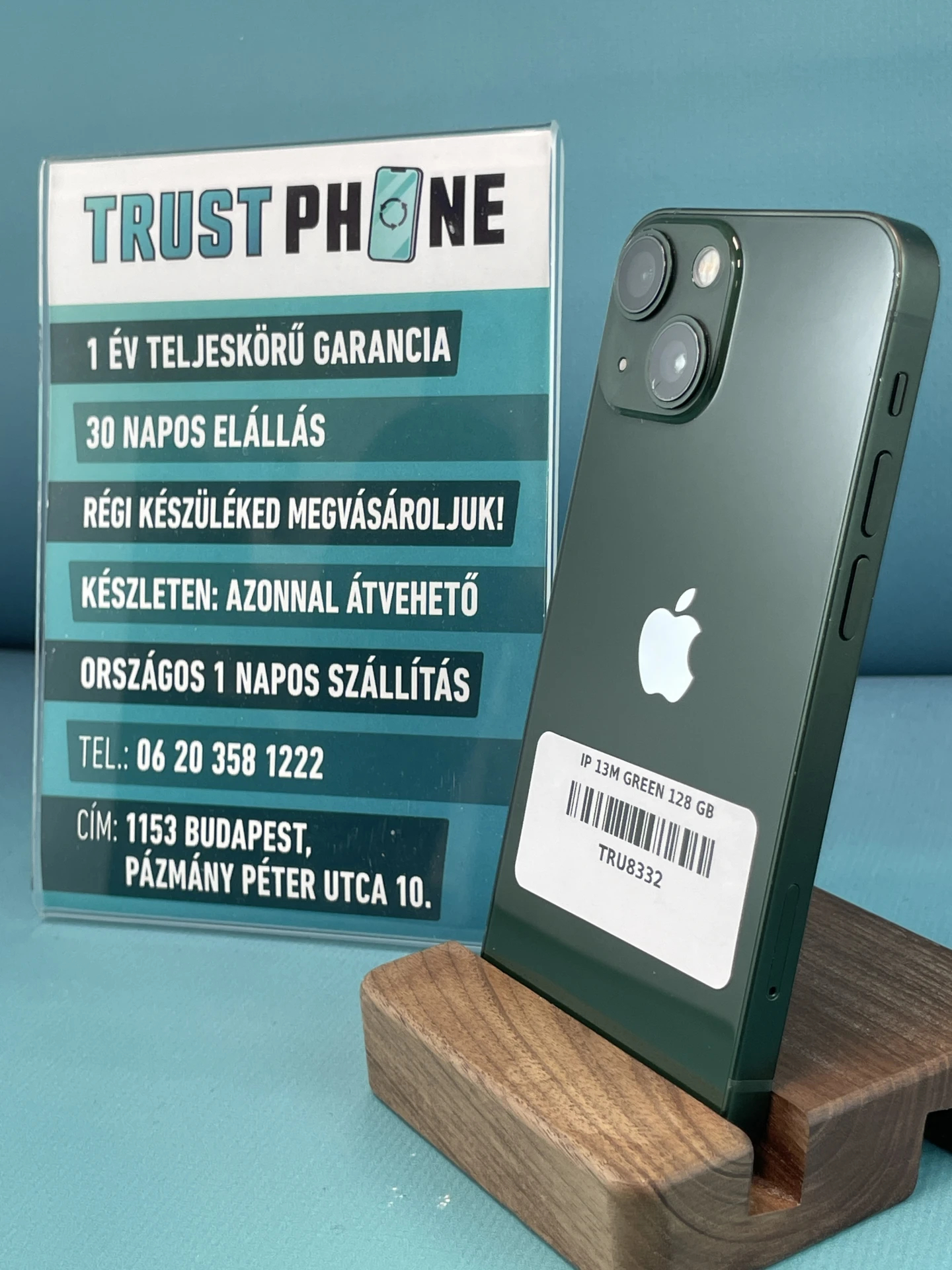 !! 1 ÉV GARANCIA !! iPhone 13 Mini Green 128 GB – TRU8332 – 100% AKKU