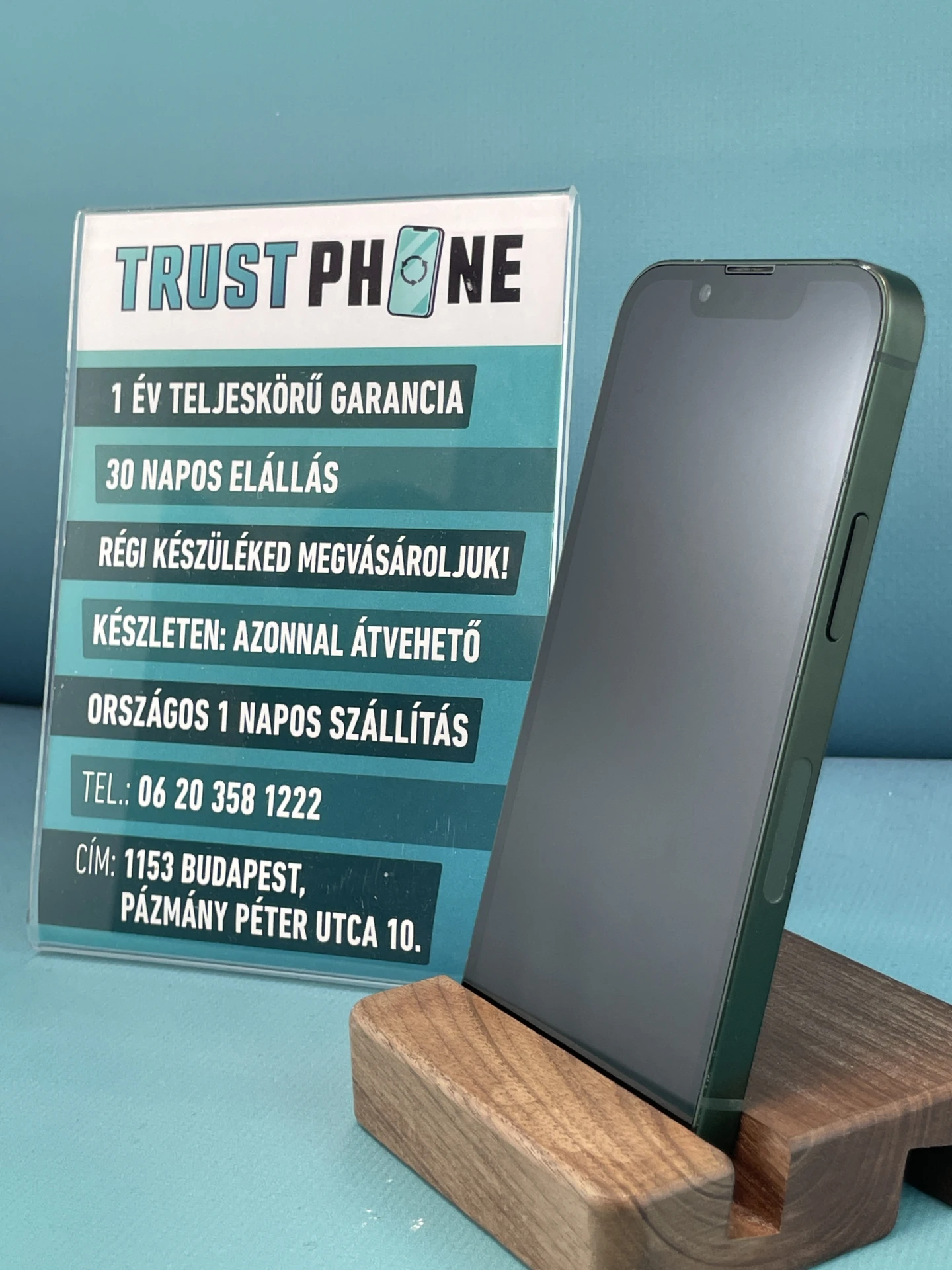 !! 1 ÉV GARANCIA !! iPhone 13 Mini Green 128 GB – TRU8332 – 100% AKKU