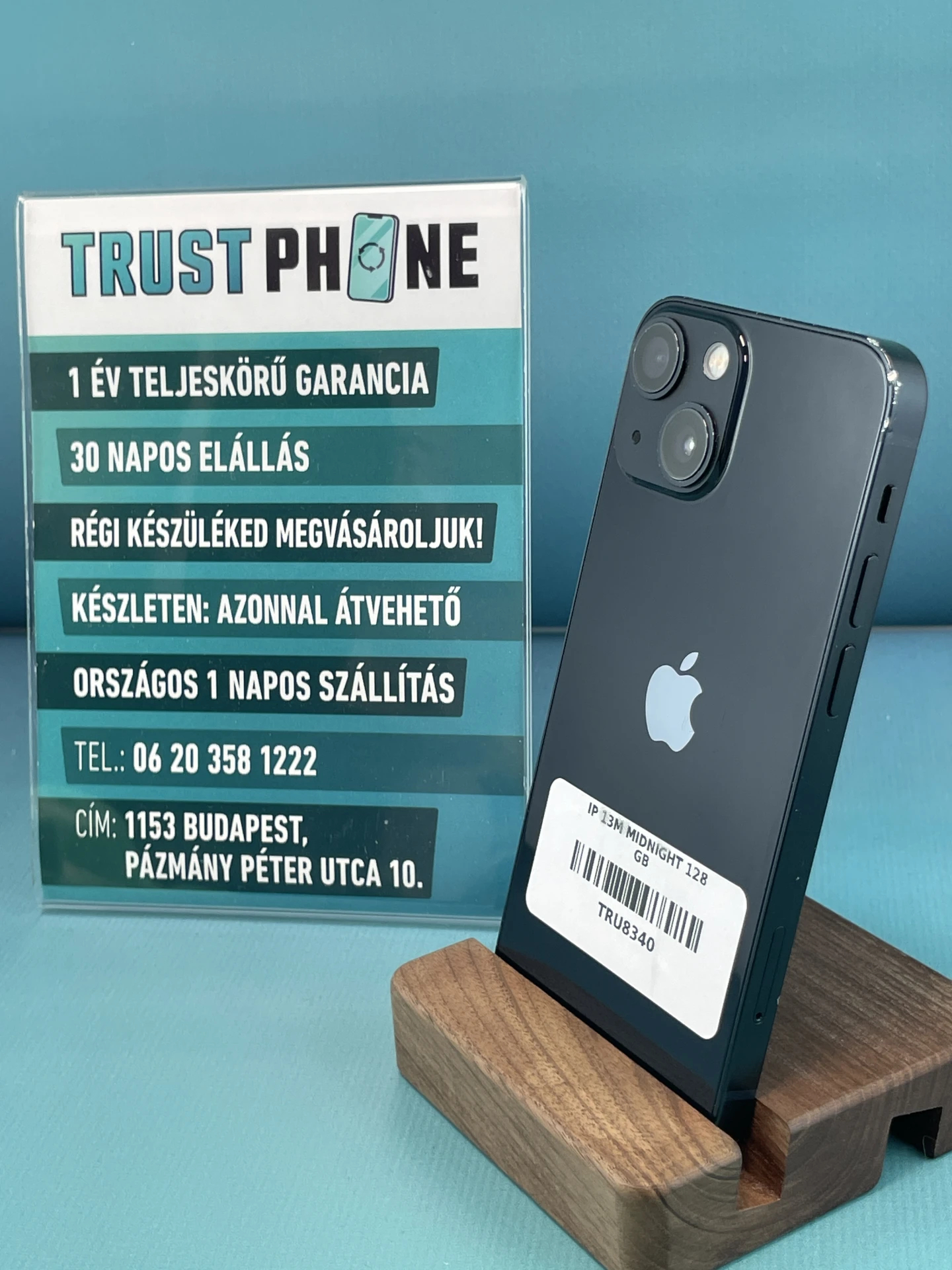 !! 1 ÉV GARANCIA !! iPhone 13 Mini Midnight 128 GB – TRU8340 – 100% AKKU