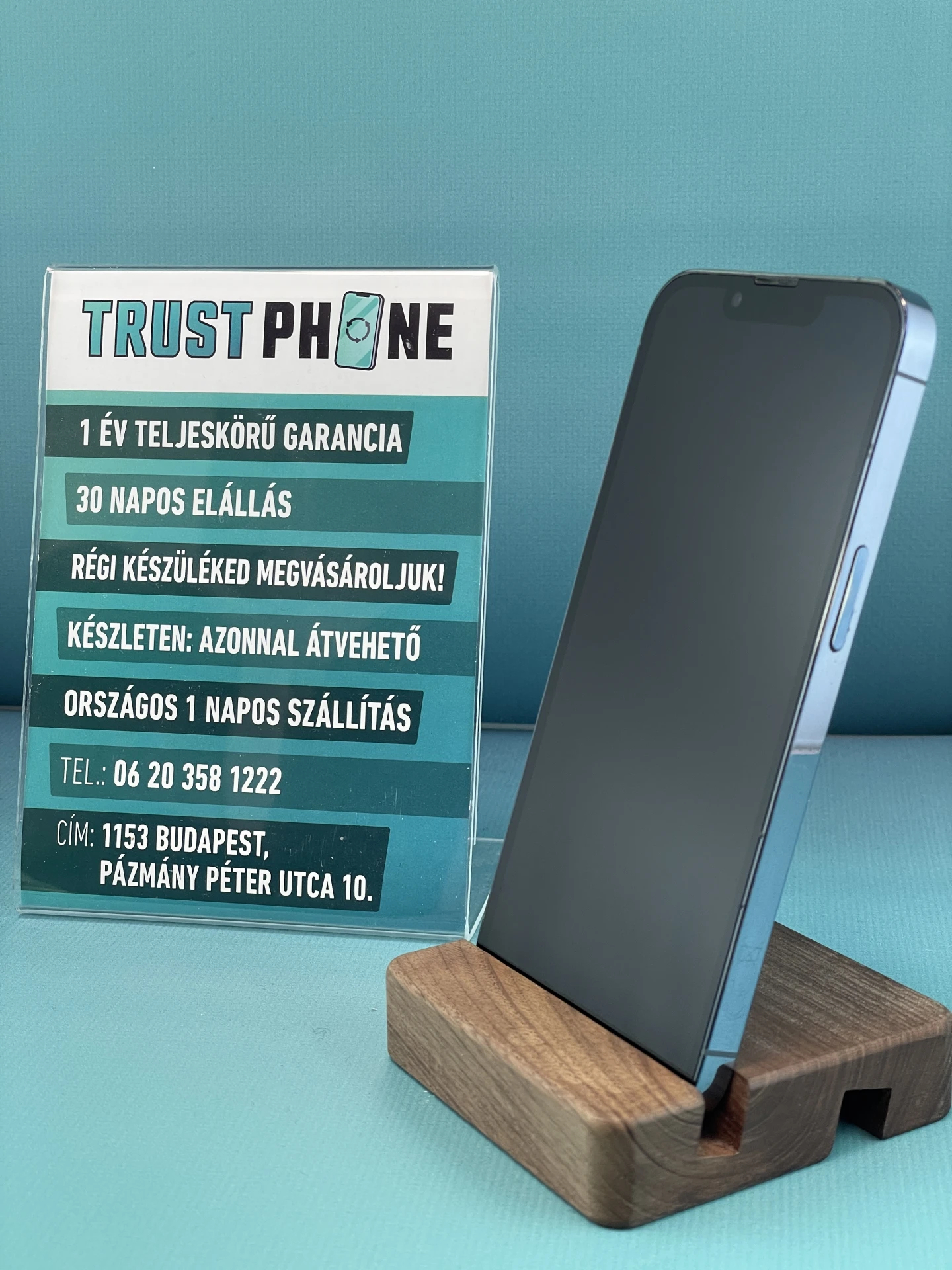 !! 1 ÉV GARANCIA !! iPhone 13 Pro Blue 256 GB – TRU8352 – 100% AKKU