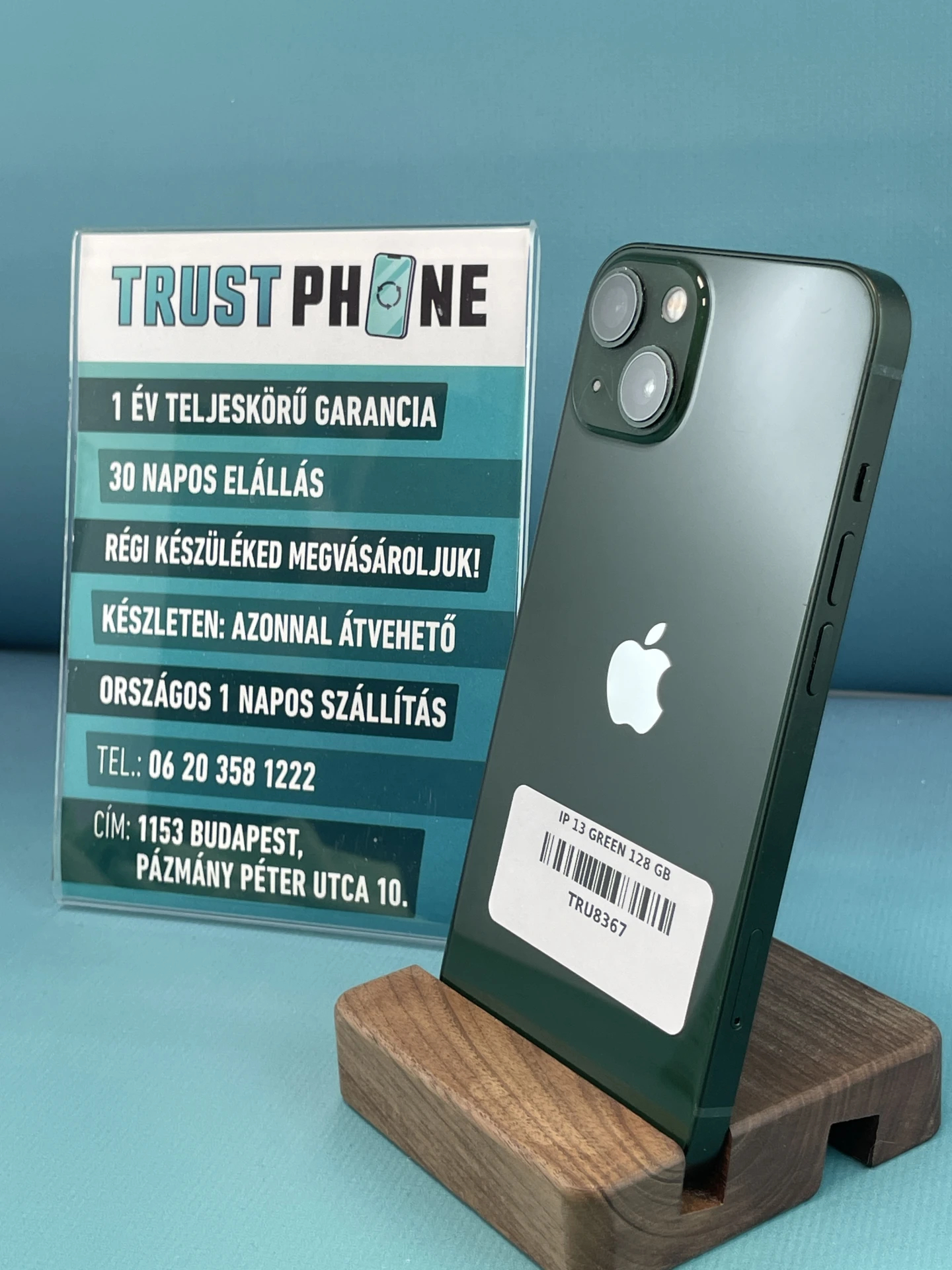 !! 1 ÉV GARANCIA !! ! BLACK NOVEMBER ! iPhone 13 Green 128 GB – TRU8367 – 100% AKKU