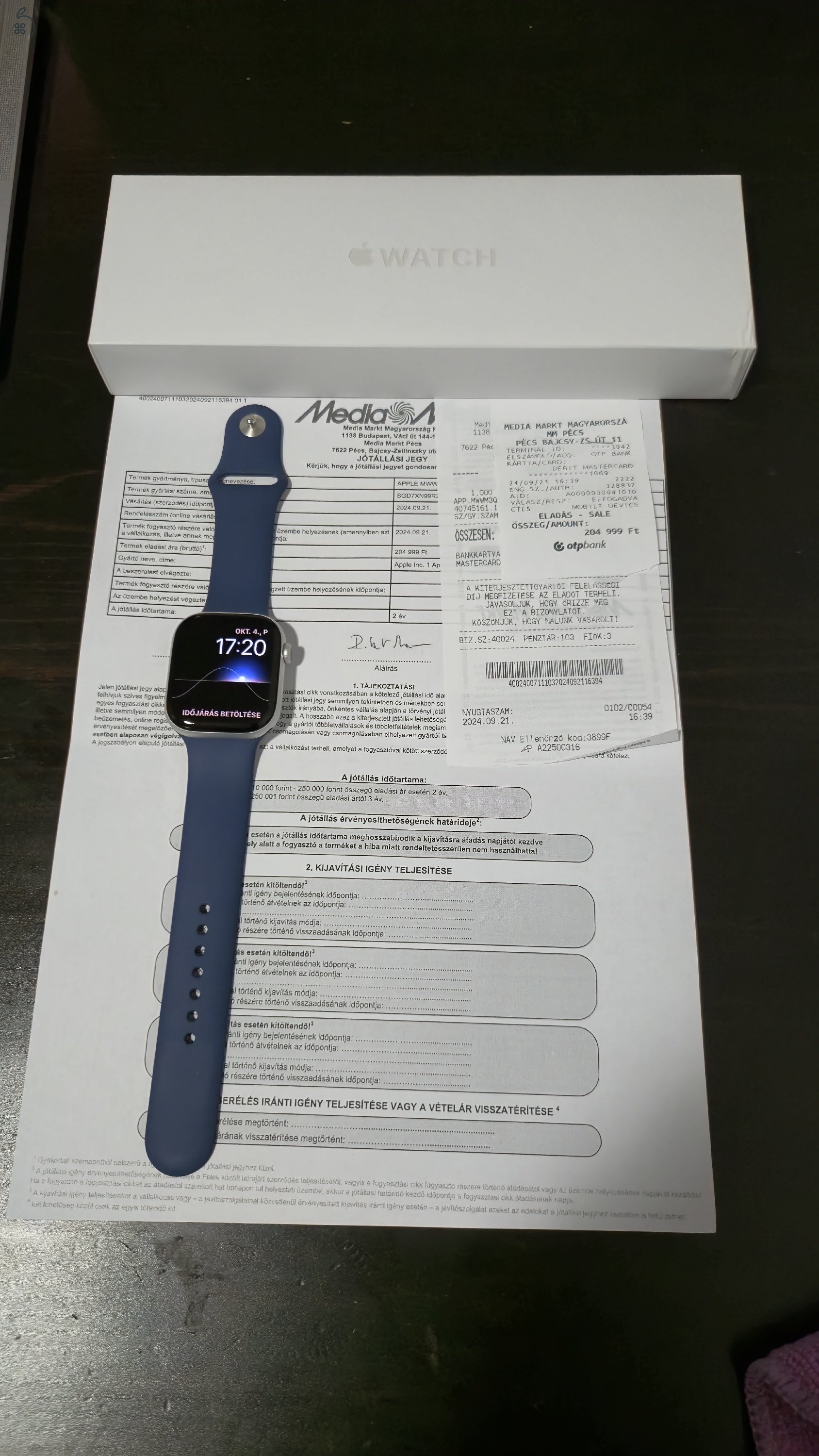 Új Apple Watch 10 46mm GPS, 2024.09.21.-ei MM. vásárlás 2év garancia