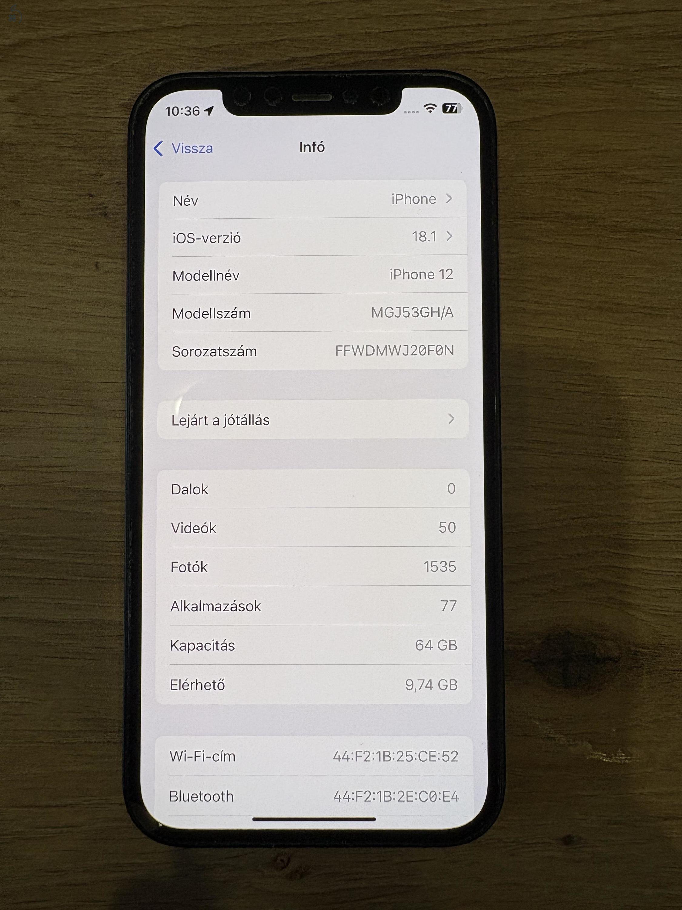 iPhone 12 64 Gb, fekete, 82%-os akkumulátor