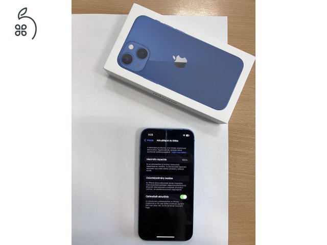 Gyári független IPhone 13 mini, 128 GB,  100% akkumlátorral - blue