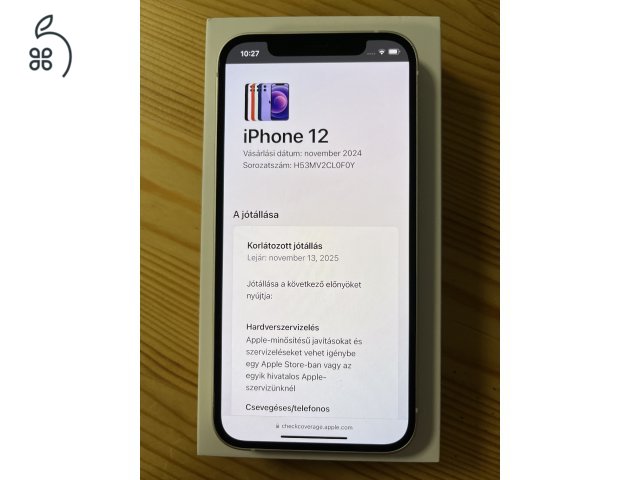 iPhone 12 128GB Új! Apple garancia 2025.11.13.-ig + 1 év jótállás!