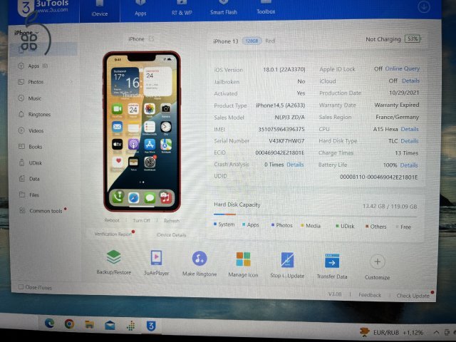 iPhone 13 128GB Új! Csak kipróbált, 13 töltési ciklussal! 