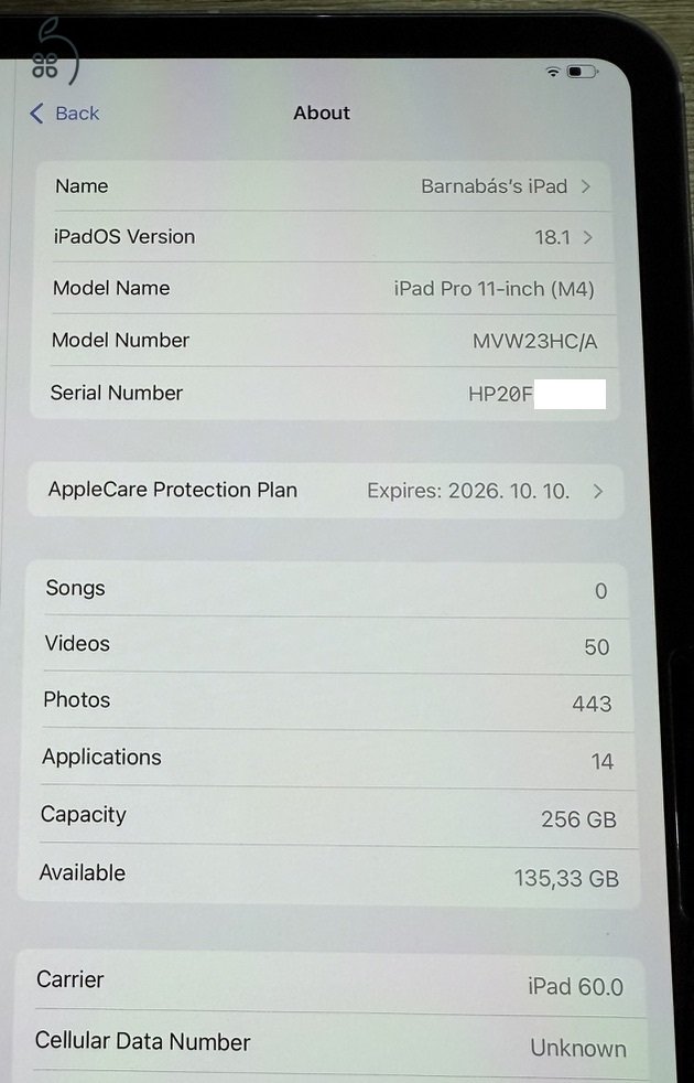 Tökéletes állapotú, szinte új iPad Pro 11-inch 2024 (M4), WiFi + Cellular, 256GB, + Pencil Pro + Magic Keyboard (US) + Smart Folio
