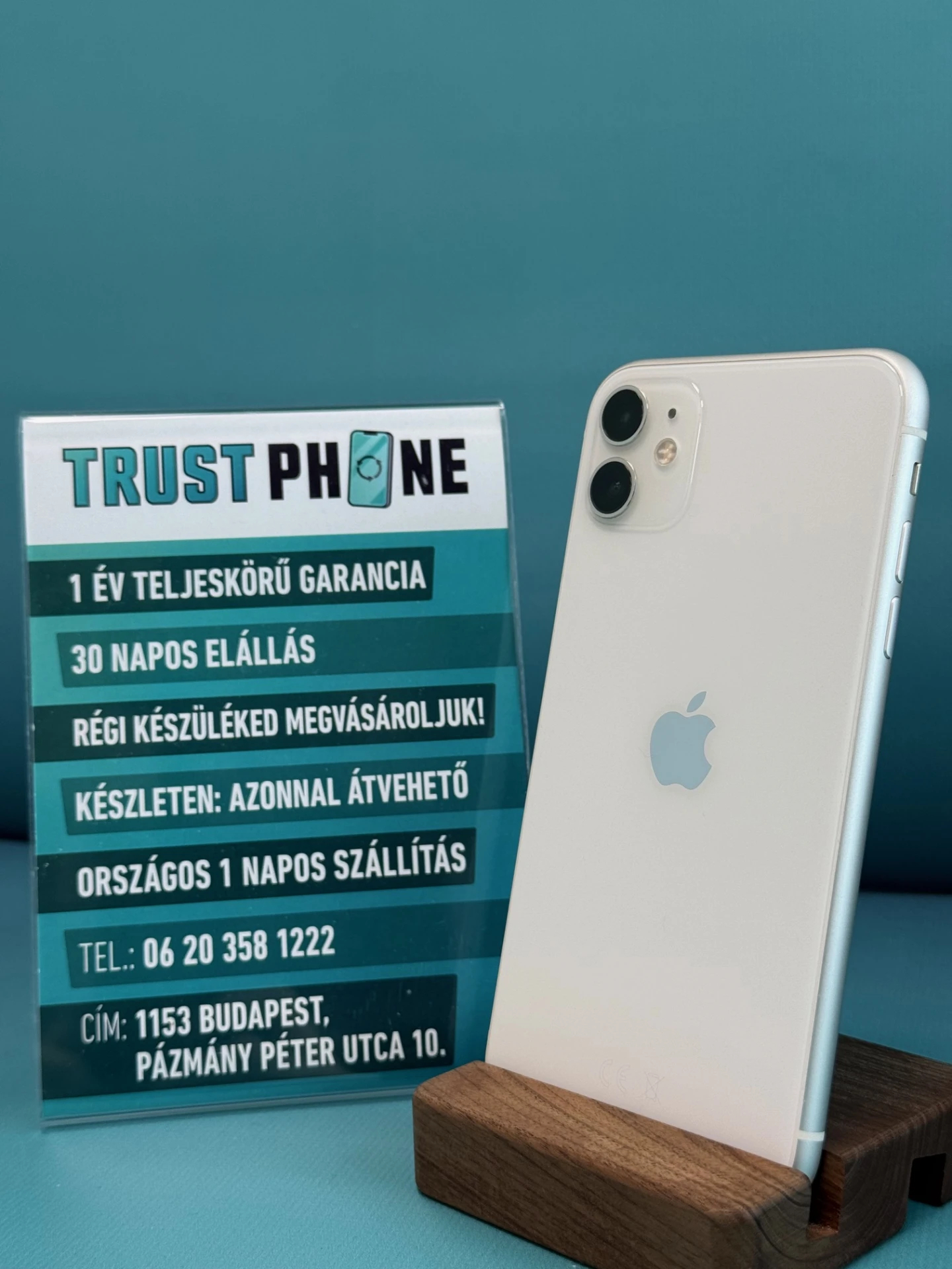 !! 1 ÉV GARANCIA !! iPhone 11 White 128 GB – TRU8220 – 100% AKKU