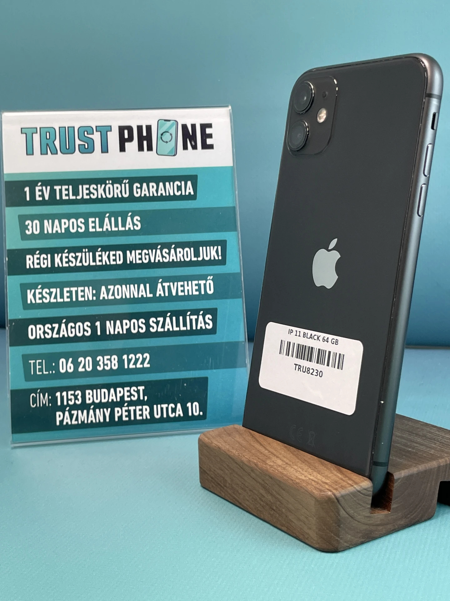 !! 1 ÉV GARANCIA !! iPhone 11 Black 64 GB – TRU8230 – 98% AKKU