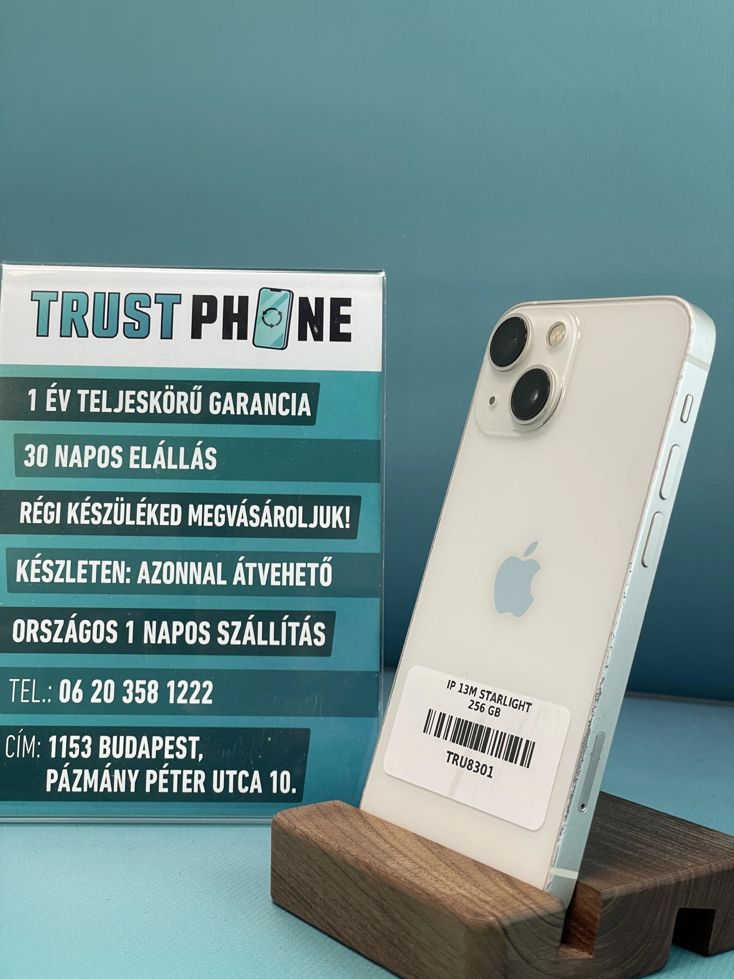 !! 1 ÉV GARANCIA !! iPhone 13 Mini Starlight 256 GB – TRU8301 – 100% AKKU