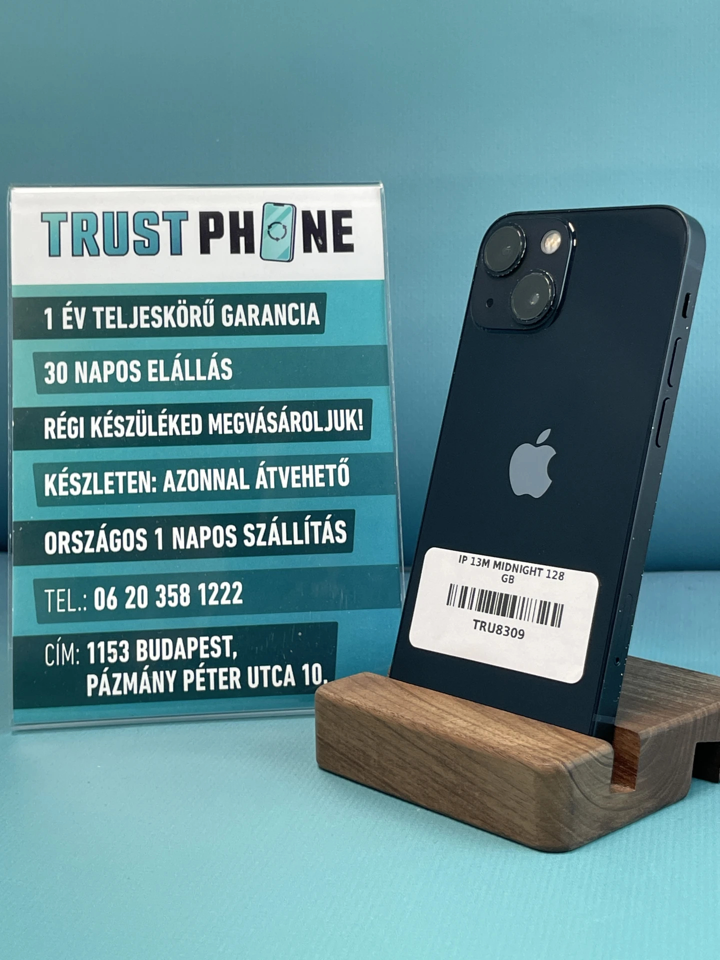 !! 1 ÉV GARANCIA !! iPhone 13 Mini Midnight 128 GB – TRU8309 – 100% AKKU