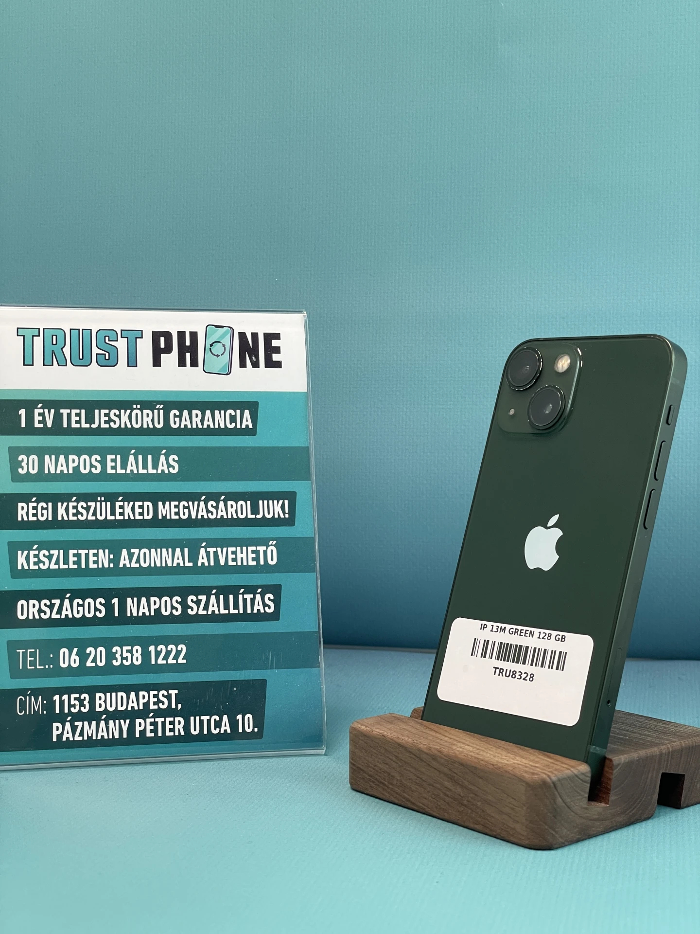 !! 1 ÉV GARANCIA !! iPhone 13 Mini Green 128 GB – TRU8328 – 100% AKKU