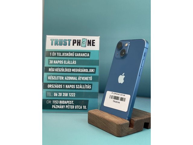 !! 1 ÉV GARANCIA !! iPhone 13 Mini Blue 128 GB – TRU8344 – 100% AKKU