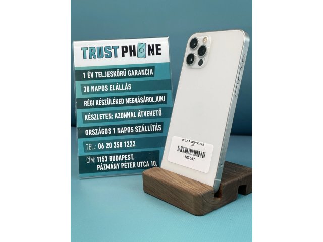 !! 1 ÉV GARANCIA !! iPhone 12 Pro Silver 128 GB – TRT047 – 100% AKKU