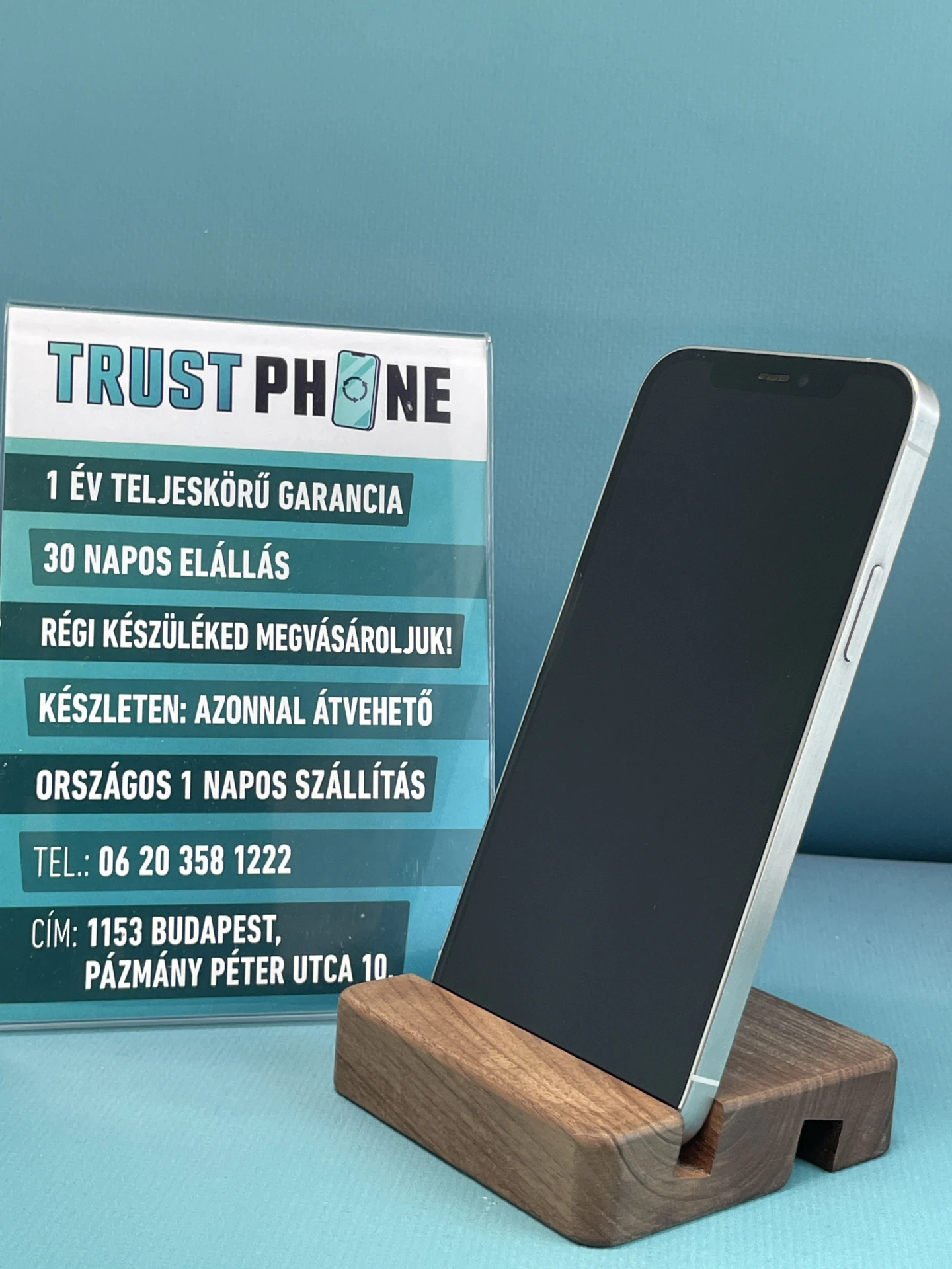 !! 1 ÉV GARANCIA !! iPhone 12 Pro Silver 128 GB – TRT047 – 100% AKKU