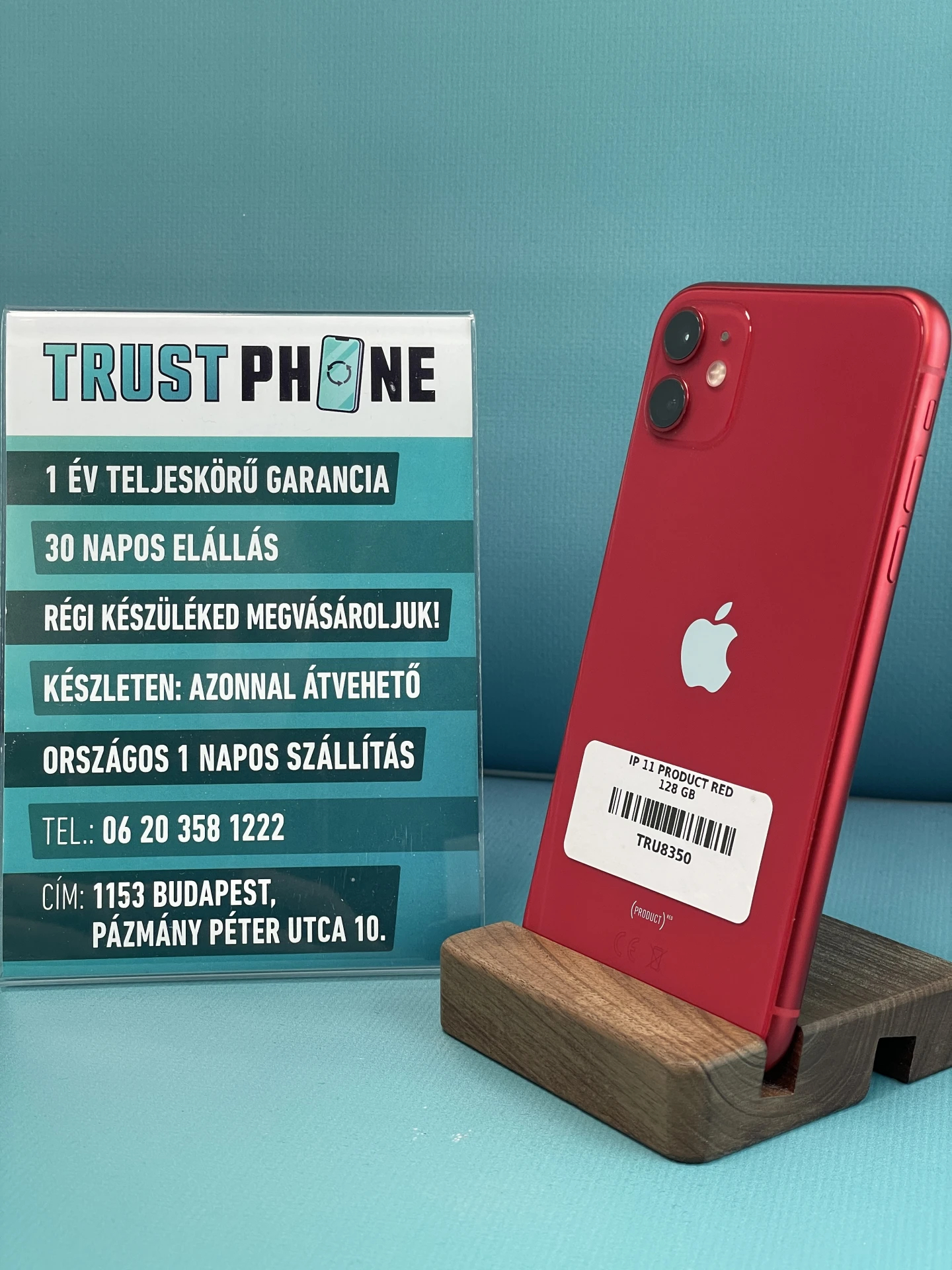 !! 1 ÉV GARANCIA !! iPhone 11 PRODUCT RED 128 GB – TRU8350 – 100% AKKU