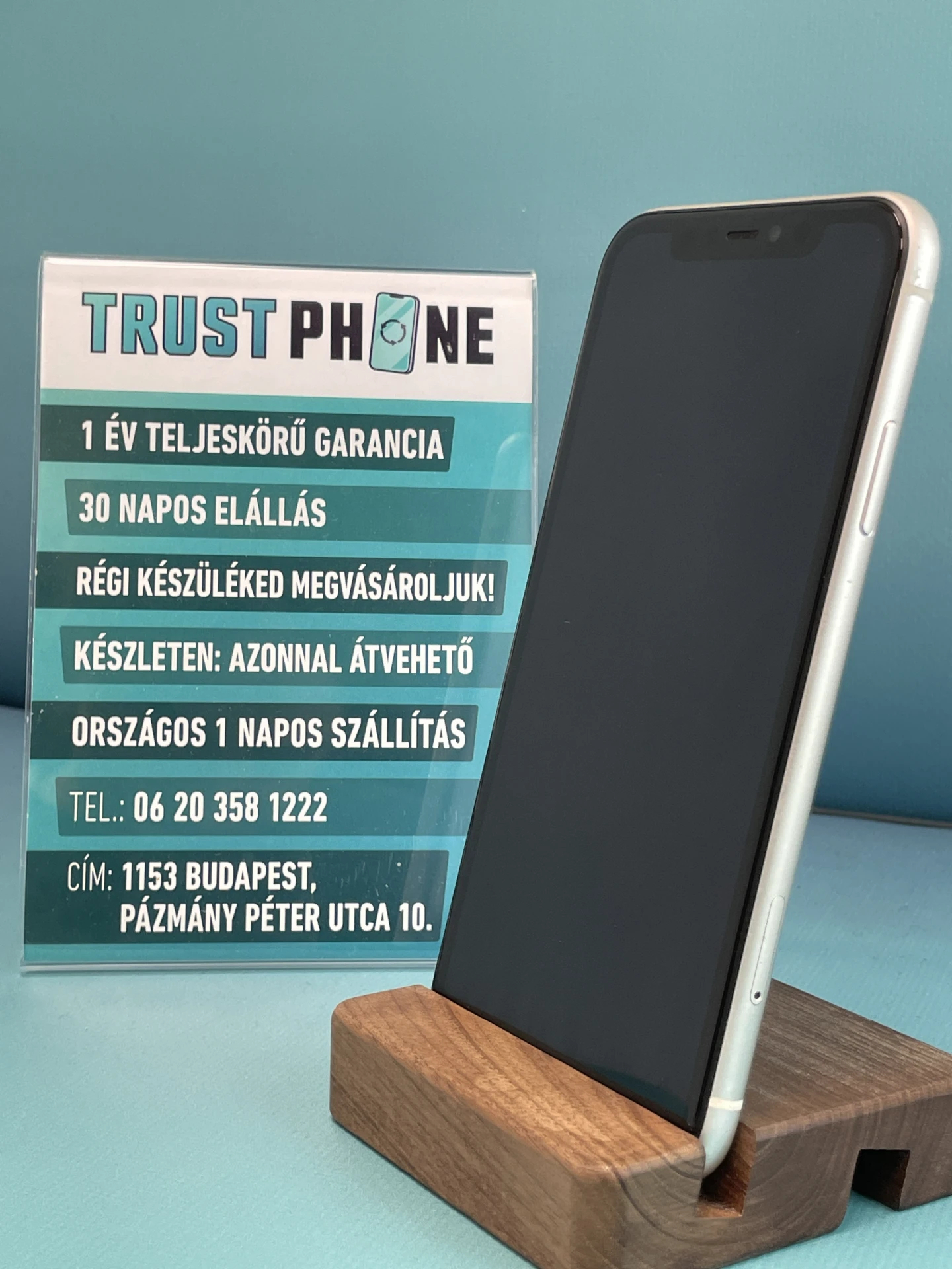 !! 1 ÉV GARANCIA !! iPhone 11 White 64 GB – TRU8362 – 100% AKKU