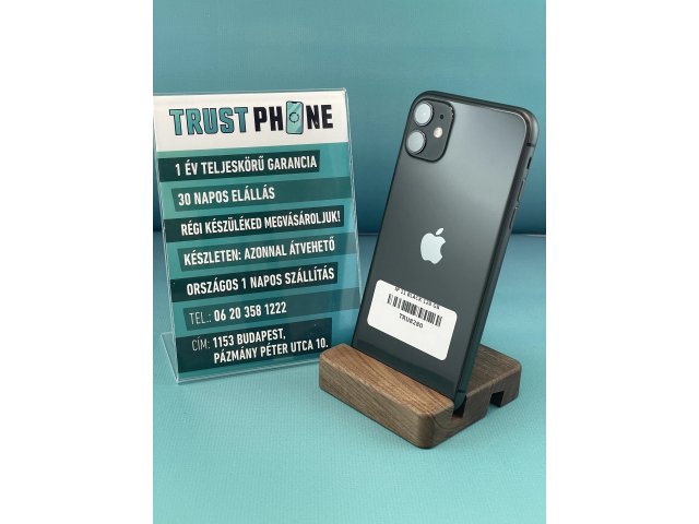 !! 1 ÉV GARANCIA !! iPhone 11 Black 128 GB – TRU8280 – 100% AKKU