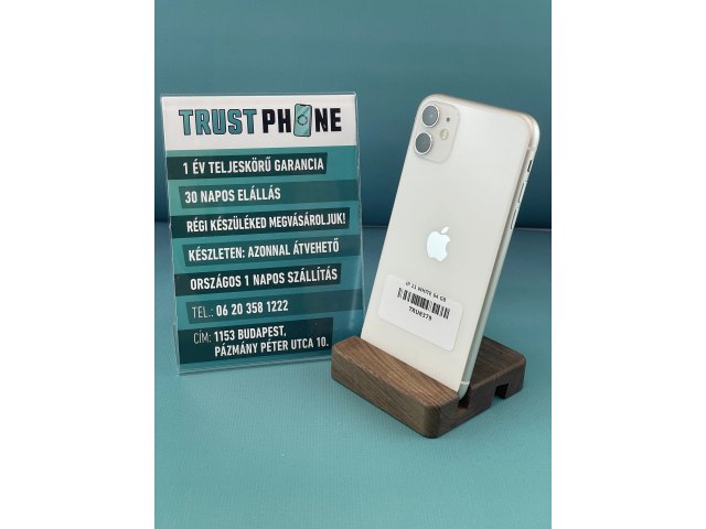 !! 1 ÉV GARANCIA !! iPhone 11 White 64 GB – TRU8379 – 100% AKKU