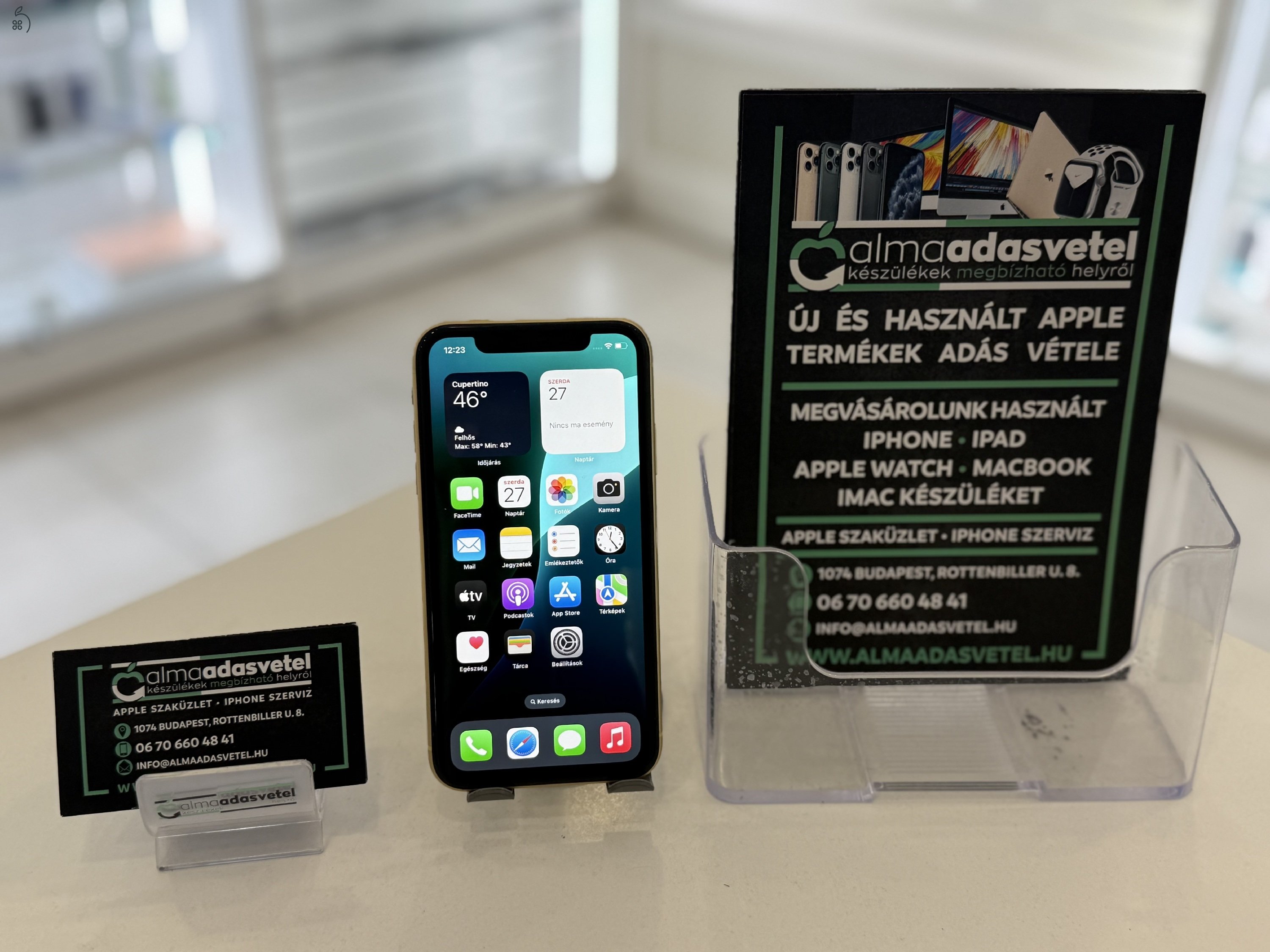 iPhone XR 64GB Független Sárga Mint Az Új/1-3 hónap gar./Akku 100%/p3870