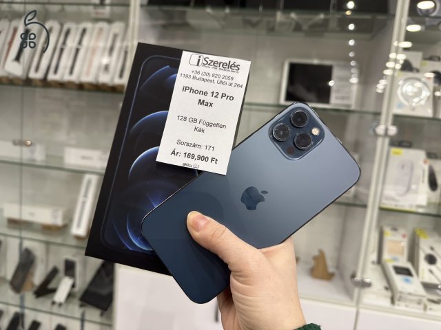 iPhone 12 Pro Max 128 GB független kék új akkumulátorral garanciával (171) iSzerelés.hu