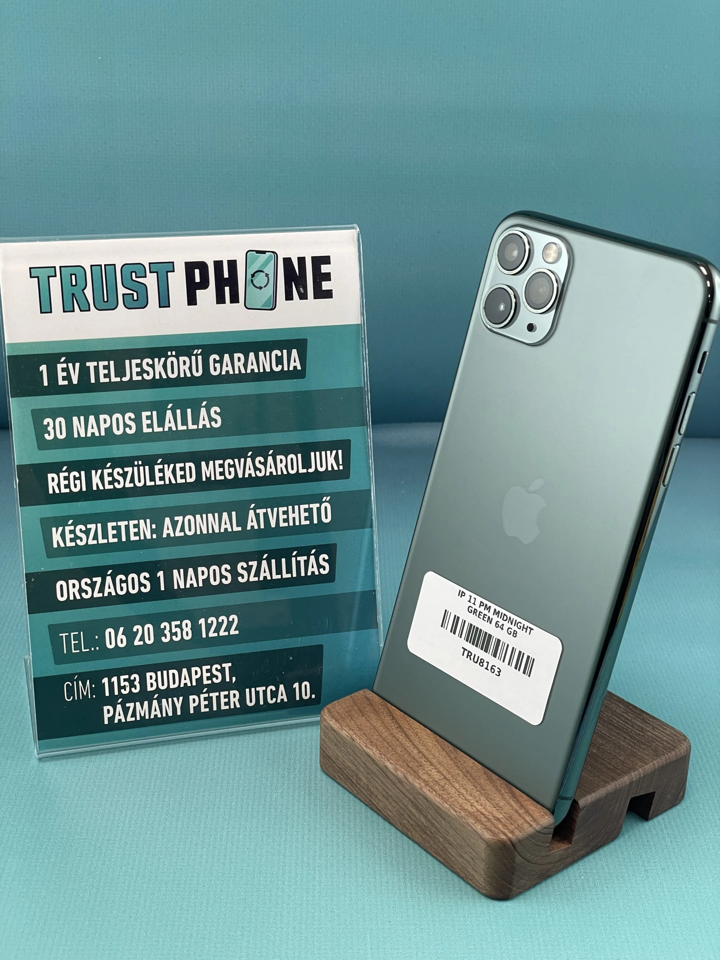 !! 1 ÉV GARANCIA !! iPhone 11 Pro Max Midnight Green 64 GB – TRU8163 – 100% AKKU