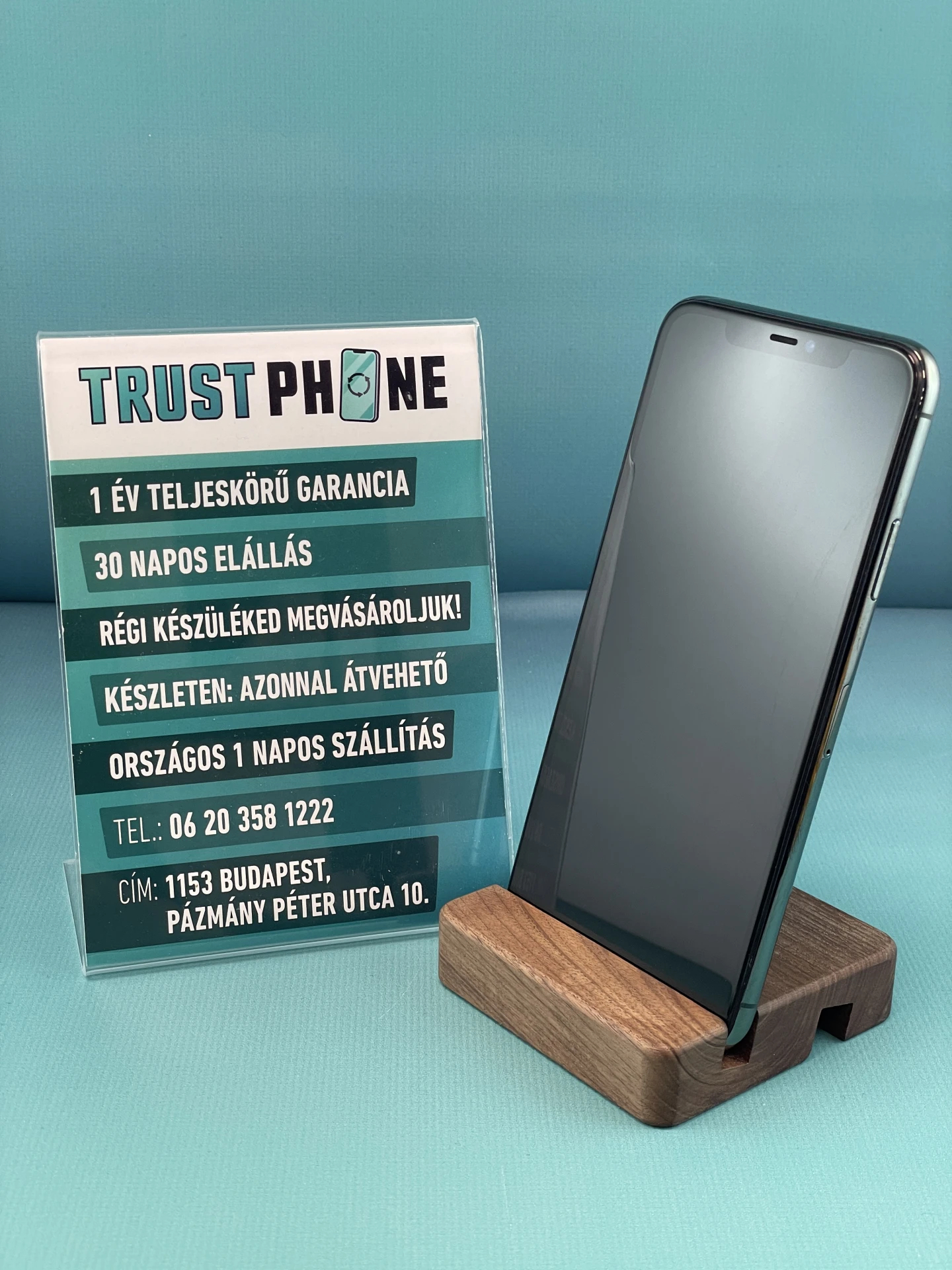 !! 1 ÉV GARANCIA !! iPhone 11 Pro Max Midnight Green 64 GB – TRU8163 – 100% AKKU