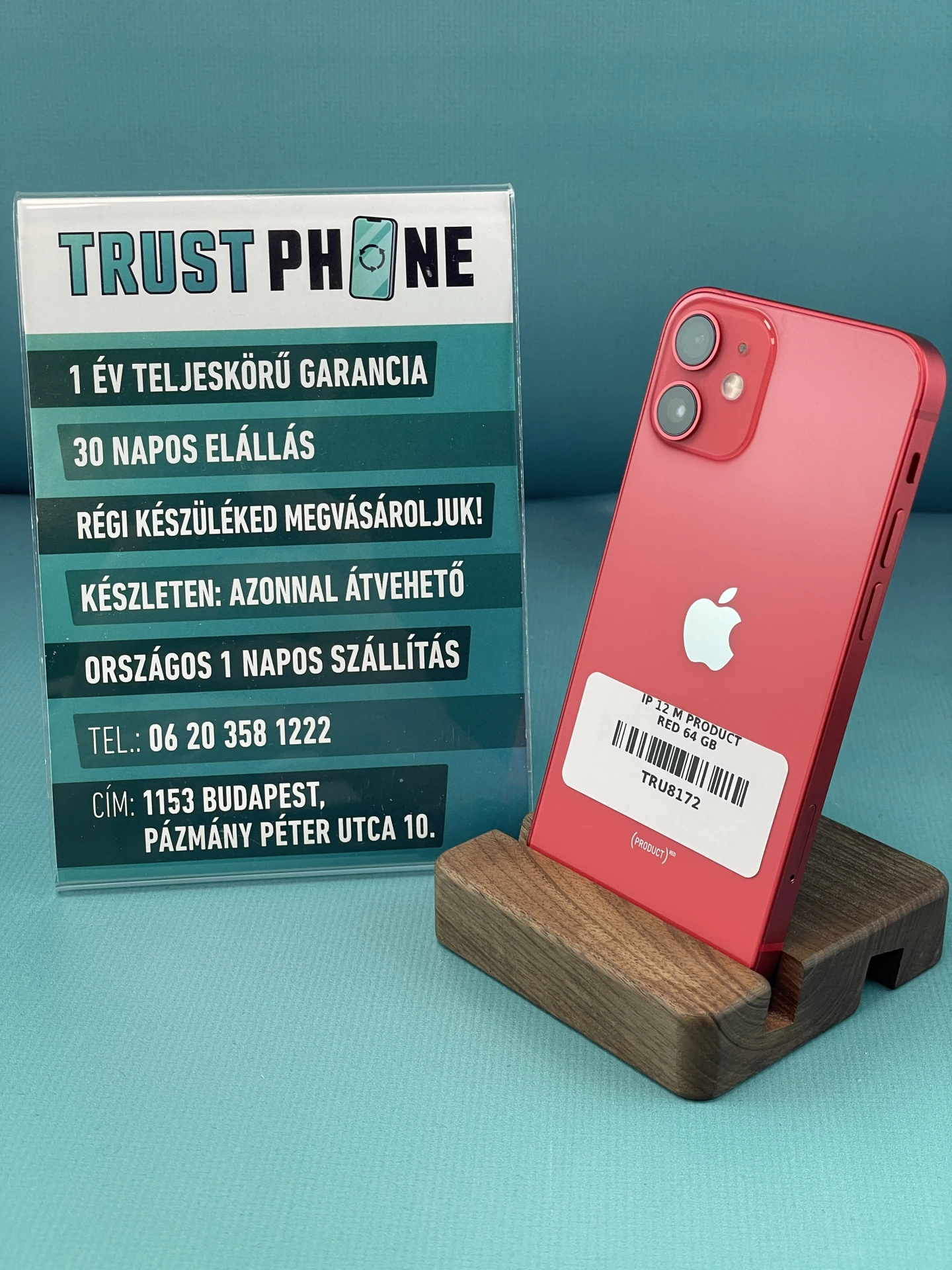 !! 1 ÉV GARANCIA !! iPhone 12 Mini PRODUCT RED 64 GB – TRU8172 – 94% AKKU