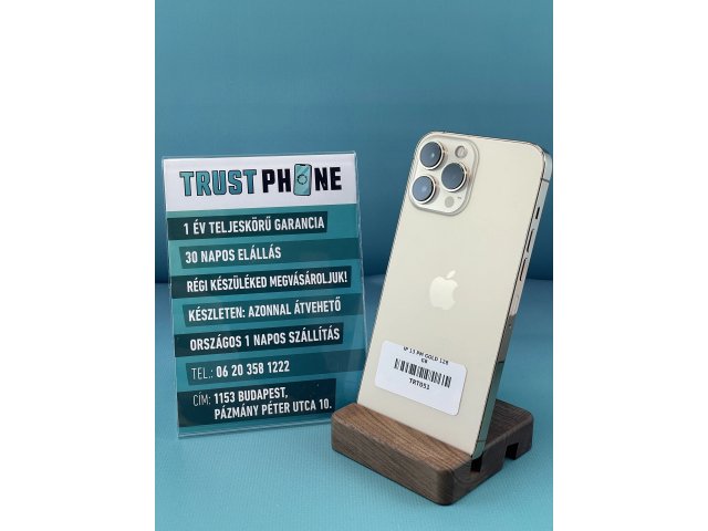 !! 1 ÉV GARANCIA !! iPhone 13 Pro Max Gold 128 GB – TRT051 – 100% AKKU