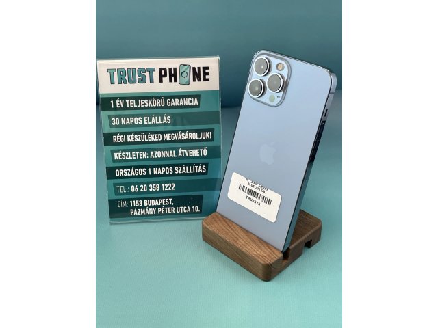 !! 1 ÉV GARANCIA !! iPhone 13 Pro Max Sierre Blue 128 GB – TRU8375 – 100% AKKU