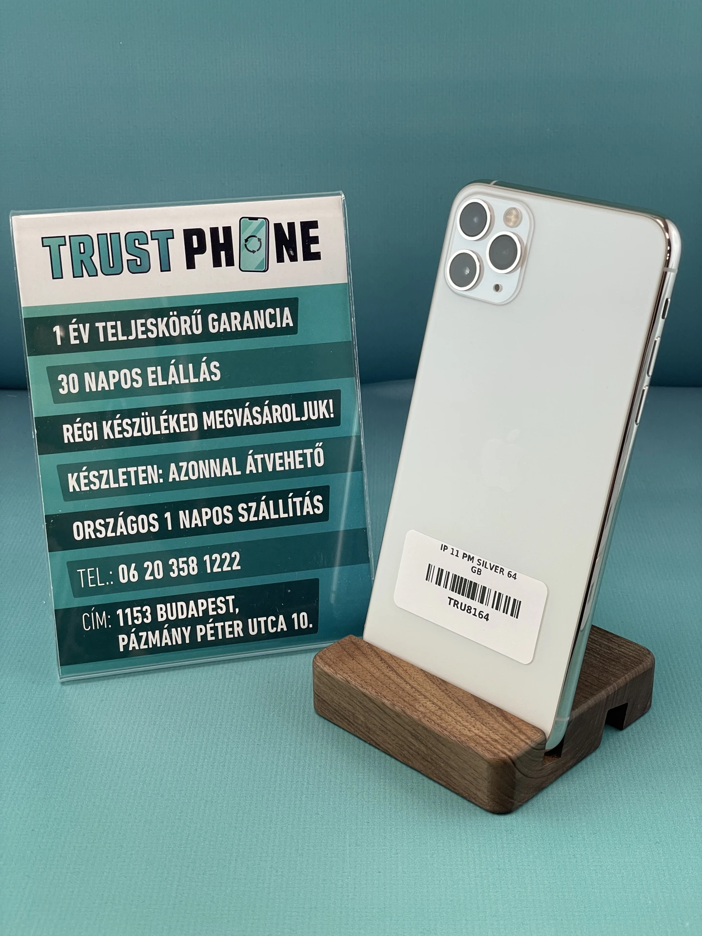 !! 1 ÉV GARANCIA !! iPhone 11 Pro Max Silver 64 GB – TRU8164 – 89% AKKU