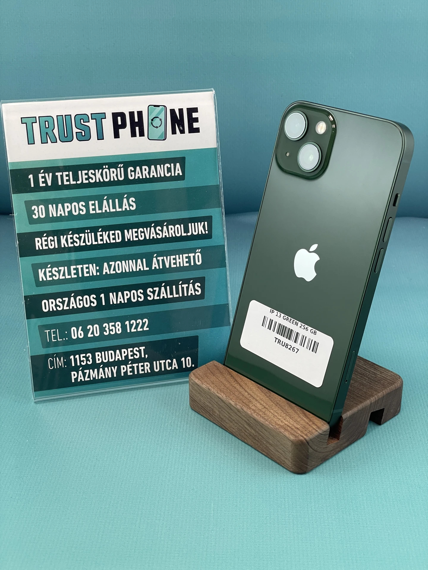 !! 1 ÉV GARANCIA !! iPhone 13 Green 256 GB – TRU8267 – 100% AKKU