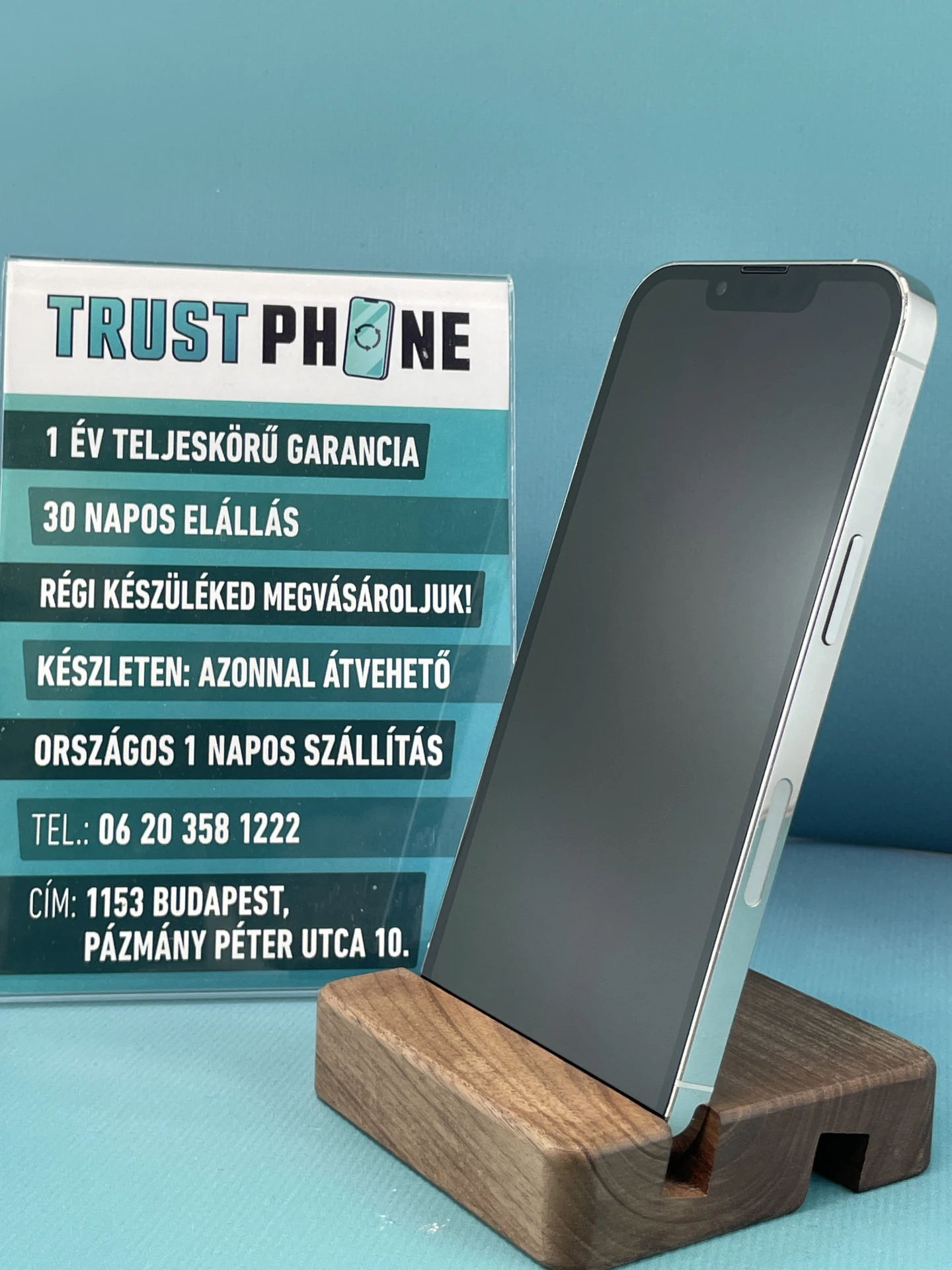 !! 1 ÉV GARANCIA !! iPhone 13 Pro Silver 128 GB – BM20469 – 100% AKKU