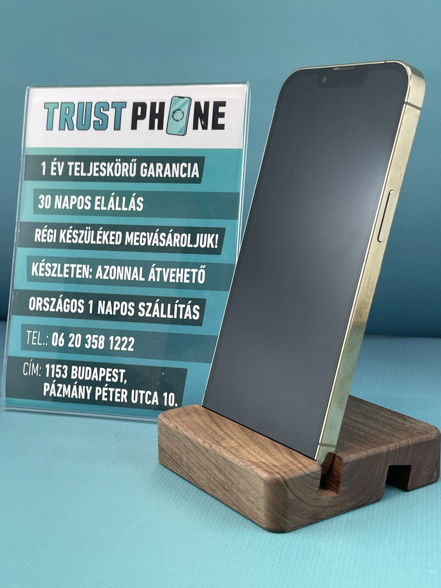 !! 1 ÉV GARANCIA !! iPhone 13 Pro Gold 128 GB – TRU8245 – 100% AKKU