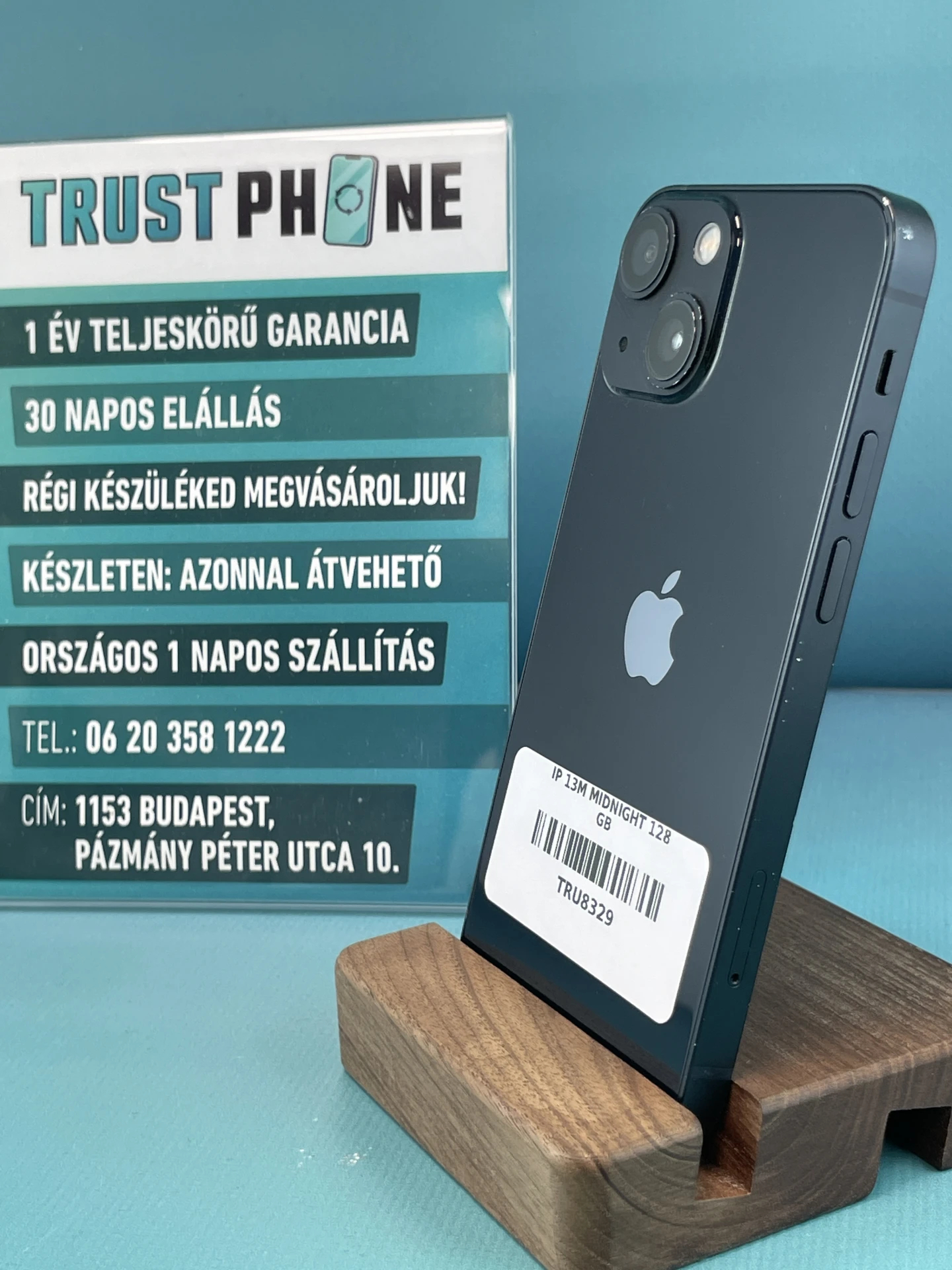 !! 1 ÉV GARANCIA !! iPhone 13 Mini Midnight 128 GB – TRU8329 – 100% AKKU