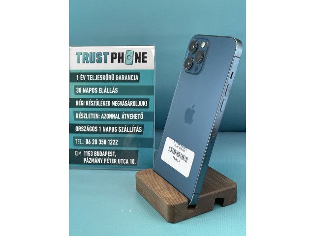 !! 1 ÉV GARANCIA !! iPhone 12 Pro Max Pacific Blue 128 GB – TRT054 – 100% AKKU