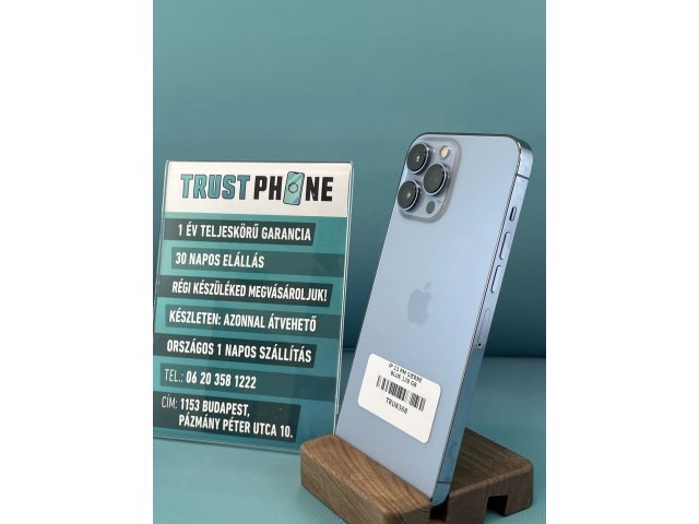 !! 1 ÉV GARANCIA !! iPhone 13 Pro Max Sierre Blue 128 GB – TRU8368 – 100% AKKU