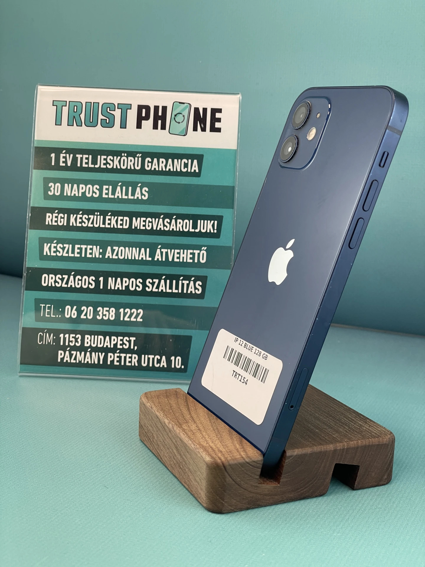 !! 1 ÉV GARANCIA !! iPhone 12 Blue 128 GB – TRT154 – 100% AKKU