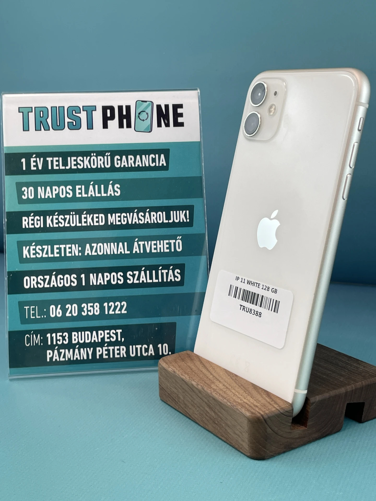 !! 1 ÉV GARANCIA !! iPhone 11 White 128 GB – TRU8388 – 99% AKKU